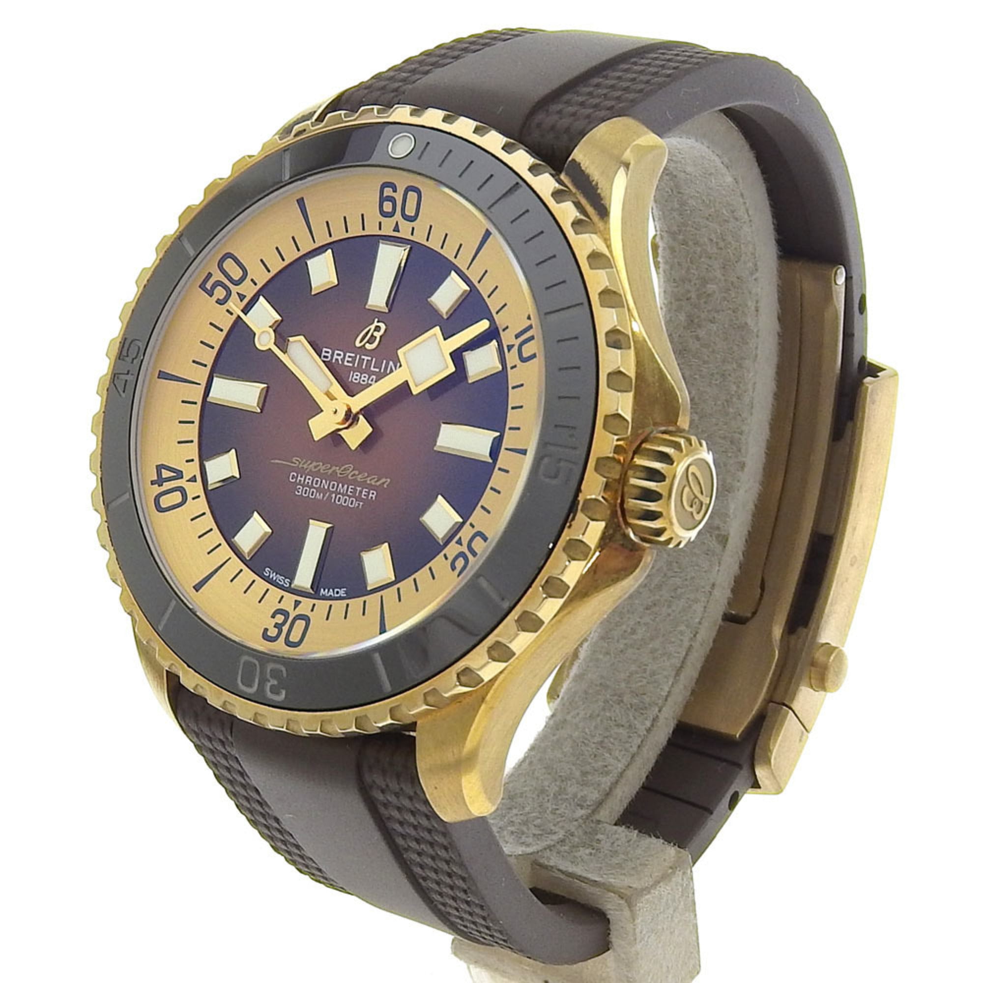BREITLING Super Ocean Automatic 44 Watch cal.SW200-1 N17376201Q1S1 x Rubber Bronze Brown Dial Men's — Very Good