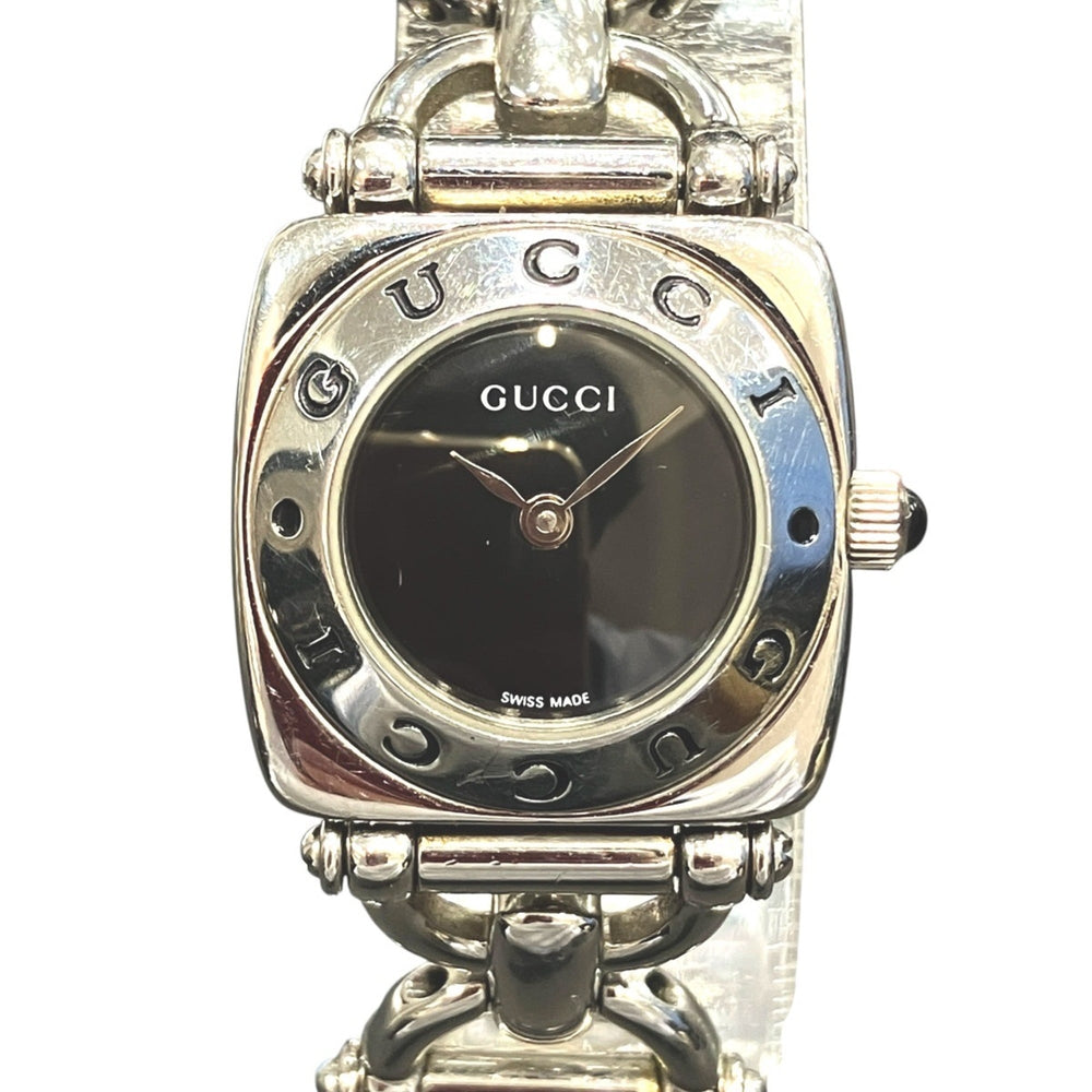 Gucci Horsebit watch, total weight 43.6g, stainless steel, quartz movement, black dial, 6400L — Good