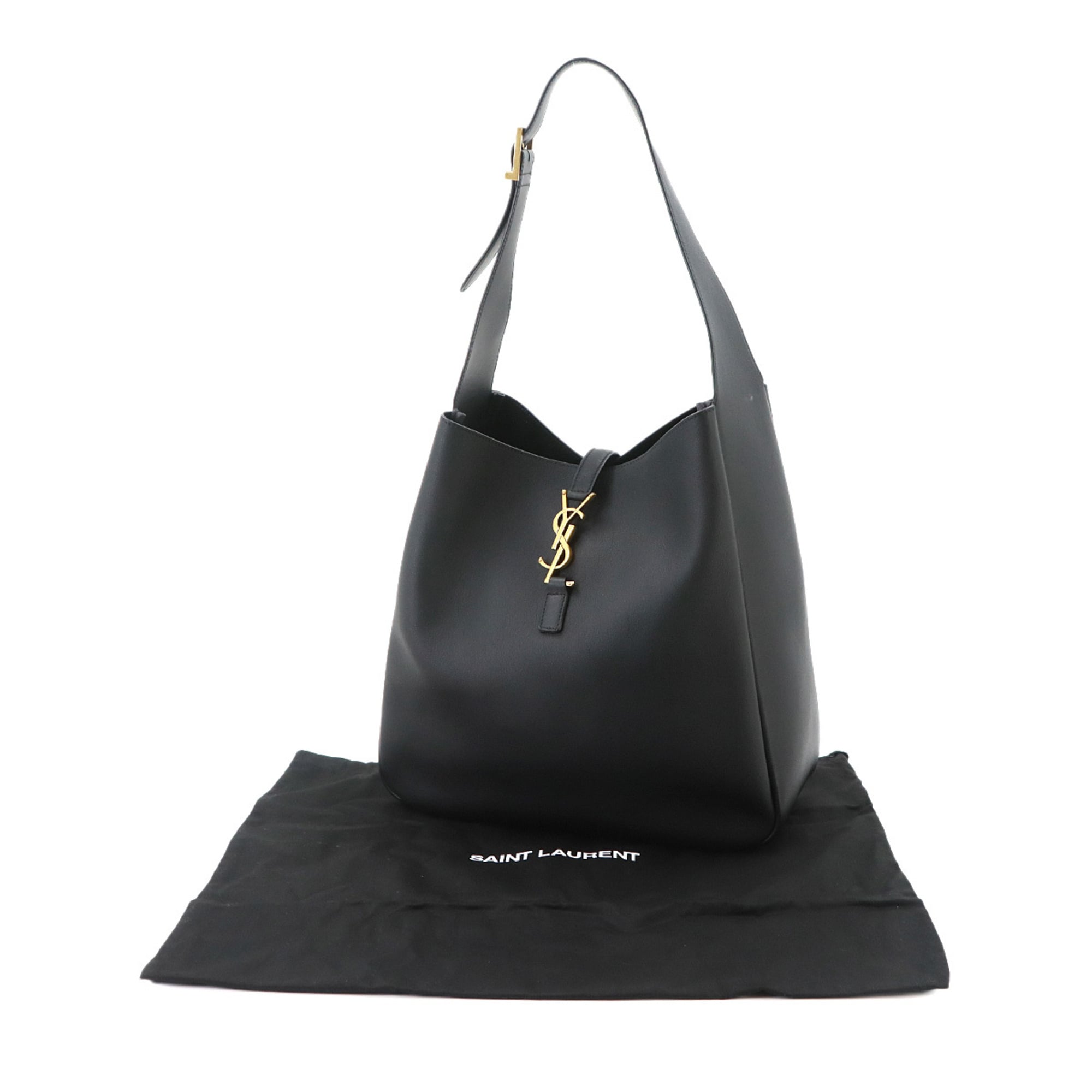 Saint Laurent LE 5 A 7 Soft Large Shoulder Handbag Leather Black 753837 Bag — New - Store Return