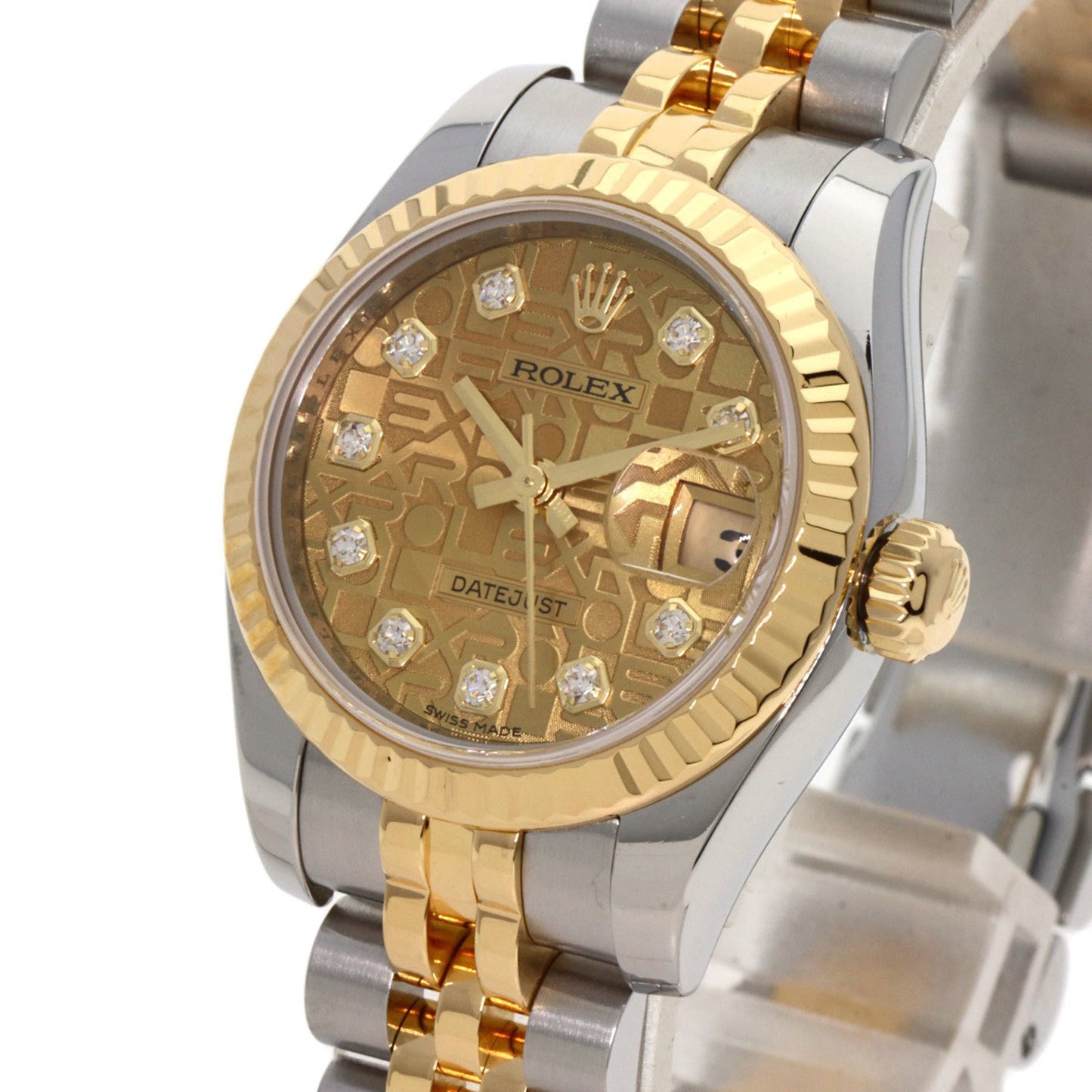 Rolex 179173G Datejust 10P Diamond Watch Stainless Steel SSxK18YG Ladies ROLEX