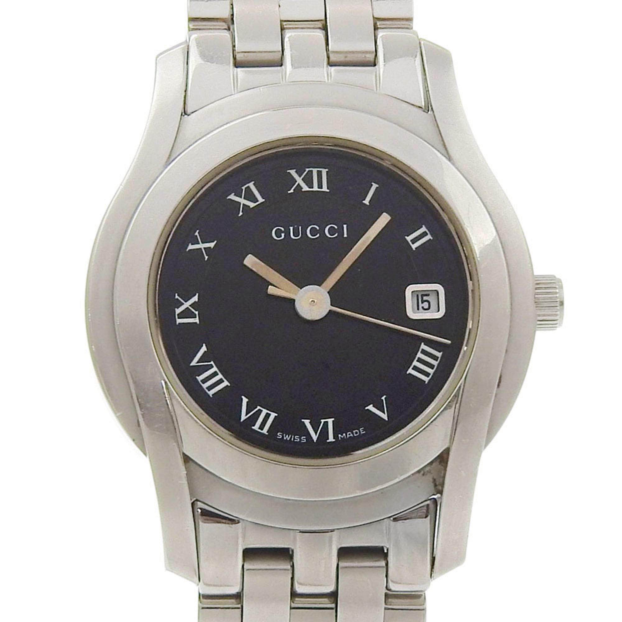 Gucci 5500L Black Dial Stainless Steel Quartz Watch, Approx. 26mm, Women's Date Display — Good
