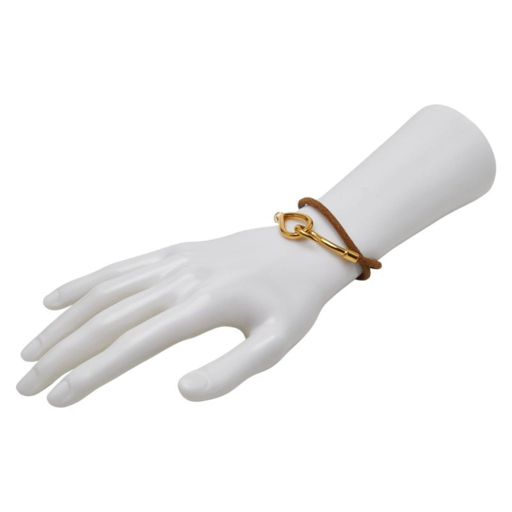 Hermes Jumbo Bracelet Choker in Brown Gold Plated Leather for Women