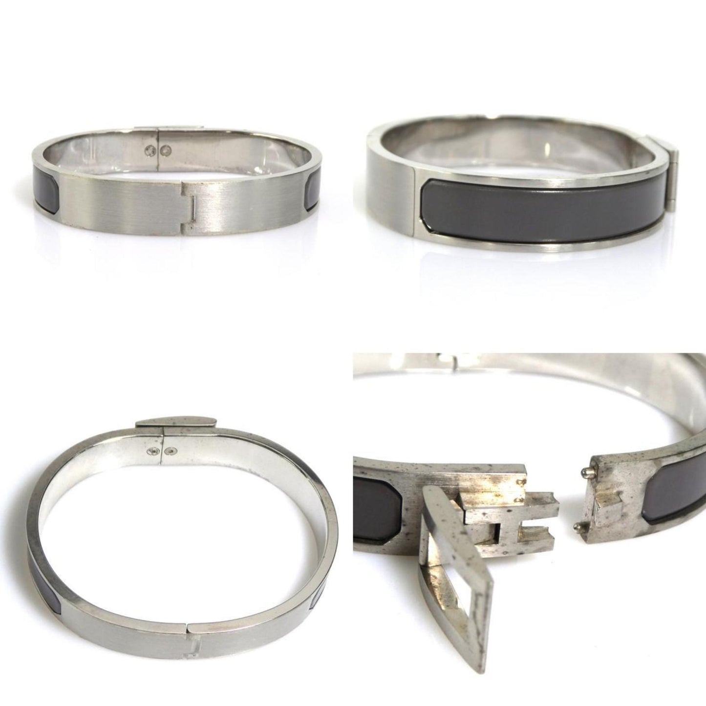 Hermes HERMES bangle bracelet metal matte silver grey ladies e59708k