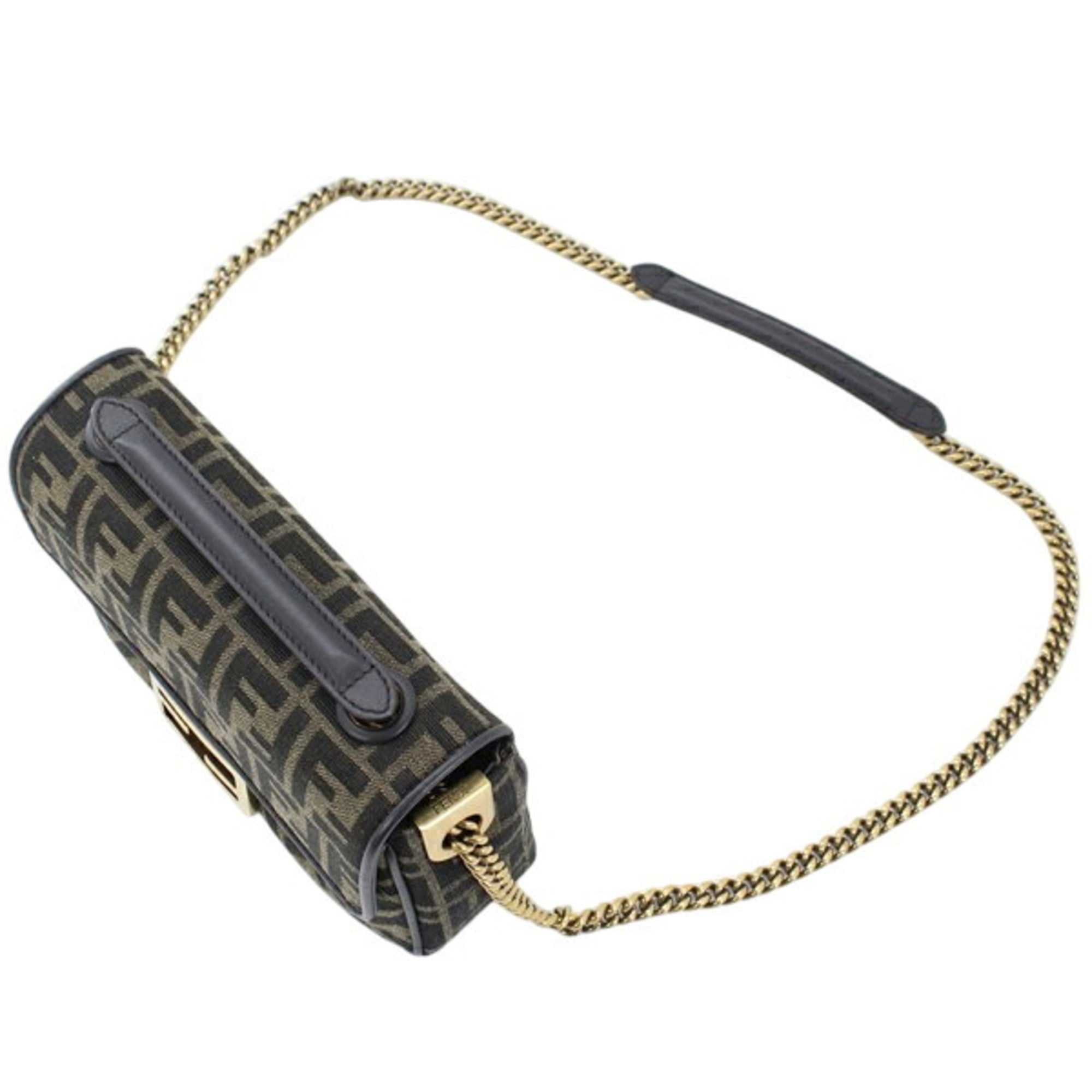 FENDI Zucca Baguette Chain Medium Shoulder Bag, Nylon Jacquard x Leather, Women's, 8BR793 AKBZ F1EM3 KM3158 — New - Store Return