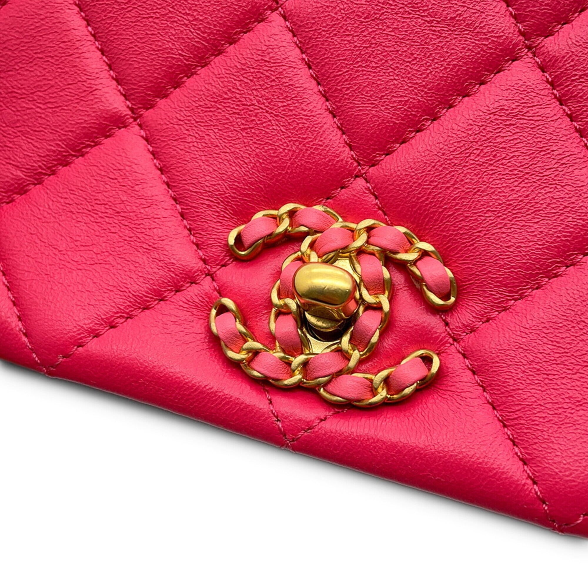 Chanel Chain Shoulder Bag Mini Flap Matelassé Coco Mark 19 Leather CHANEL Handbag Women's — Like New