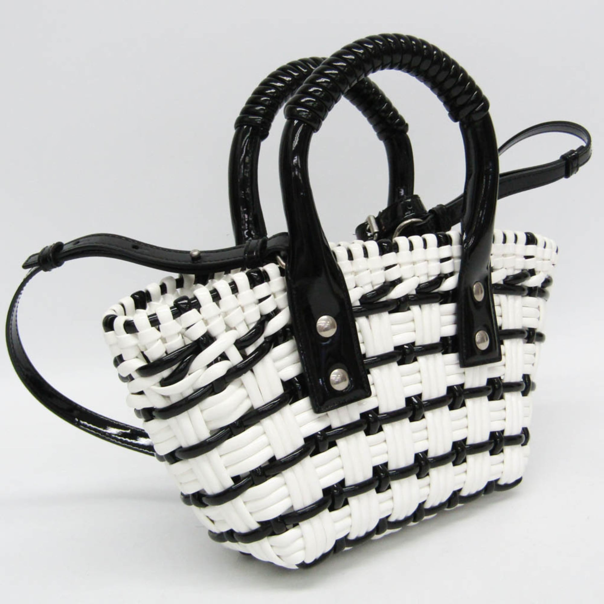 Balenciaga Bistro XXS 678028 Women's Leather Handbag,Shoulder Bag Black,White — Like New