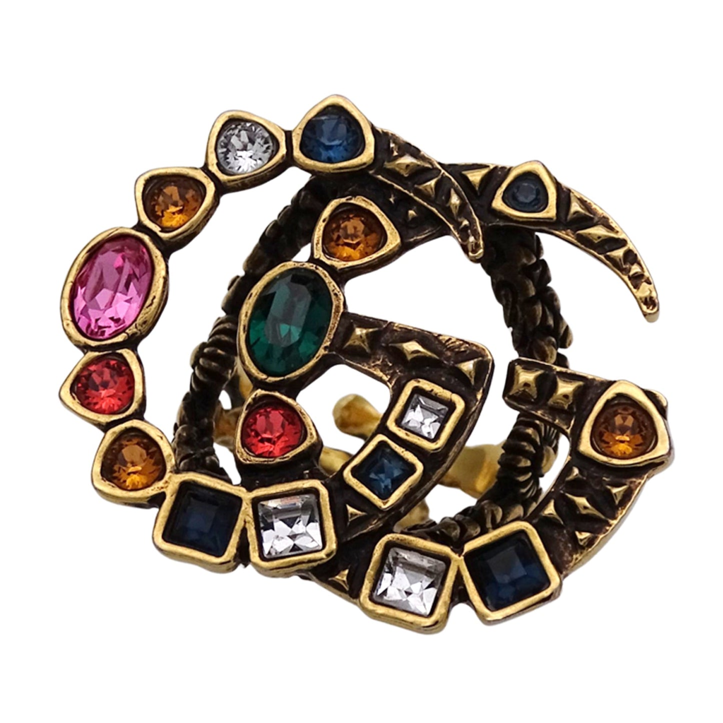 Gucci GG Marmont ring for men and women, gold, multicolored, with beaded details a vintage feel.