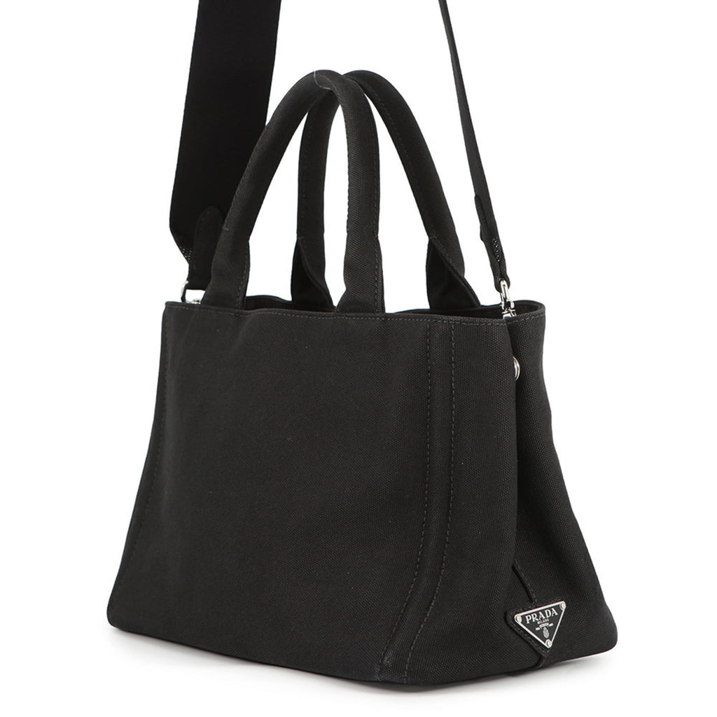 Prada Canapa Canvas Tote Bag 1BG439 PRADA 2-way Black