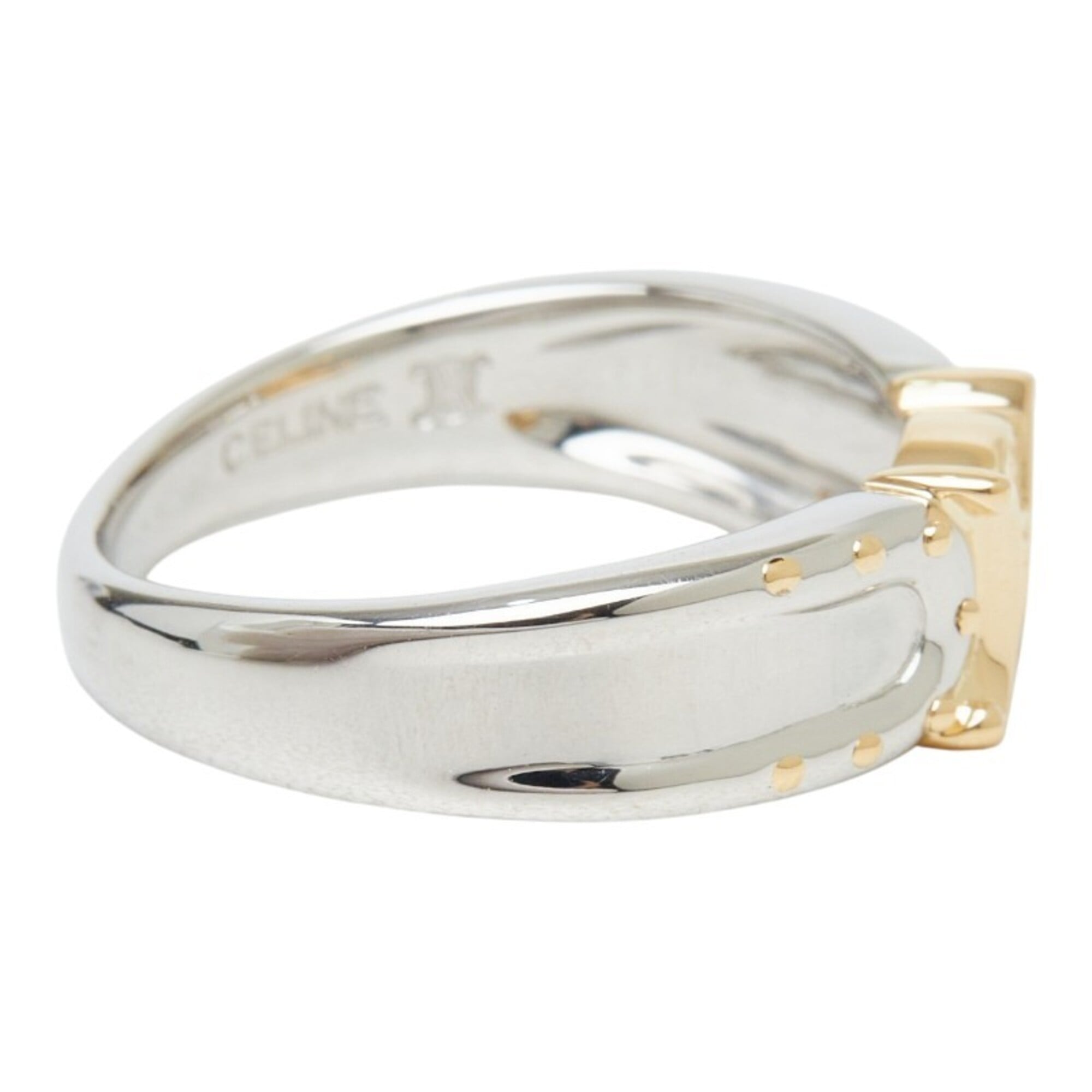 Celine Pt900 Platinum 18KYG Yellow Gold Macadam Logo Design Ring - Women's CELINE 1 — Like New