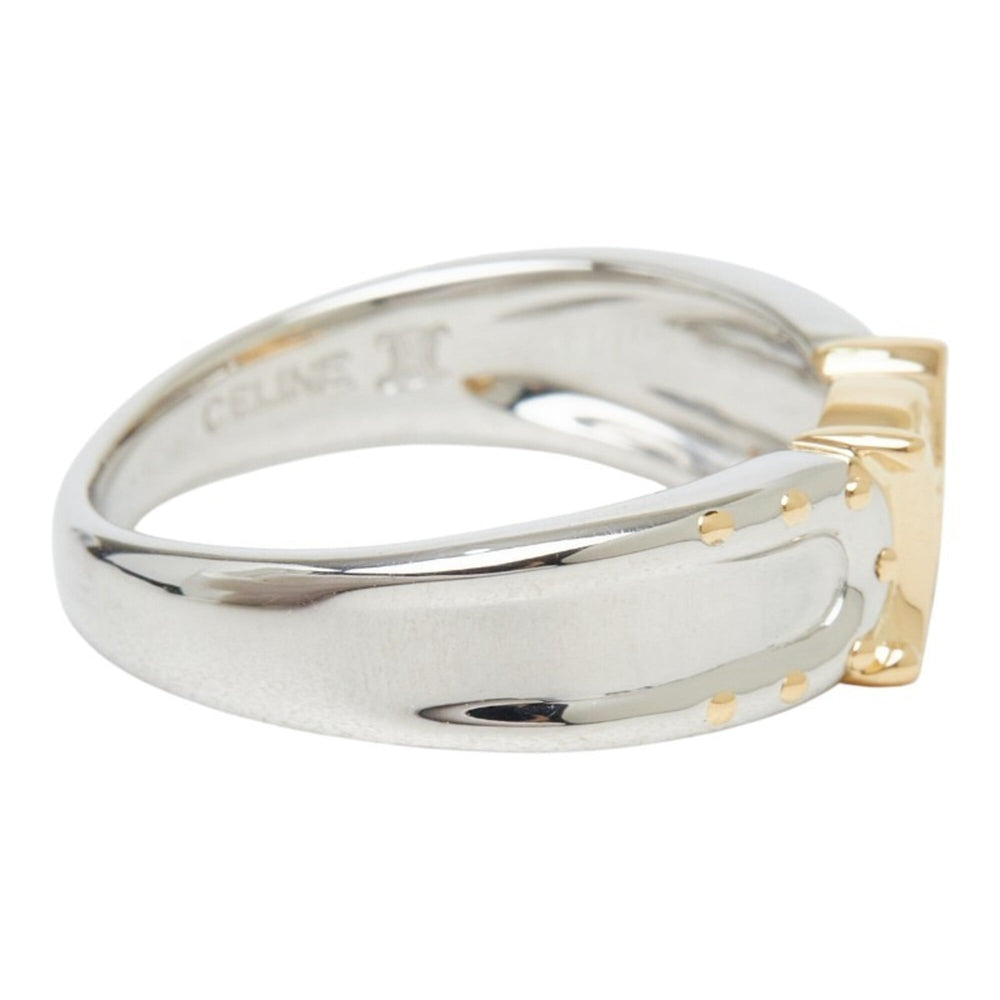Celine Pt900 Platinum 18KYG Yellow Gold Macadam Logo Design Ring - Women's CELINE 1 — Like New