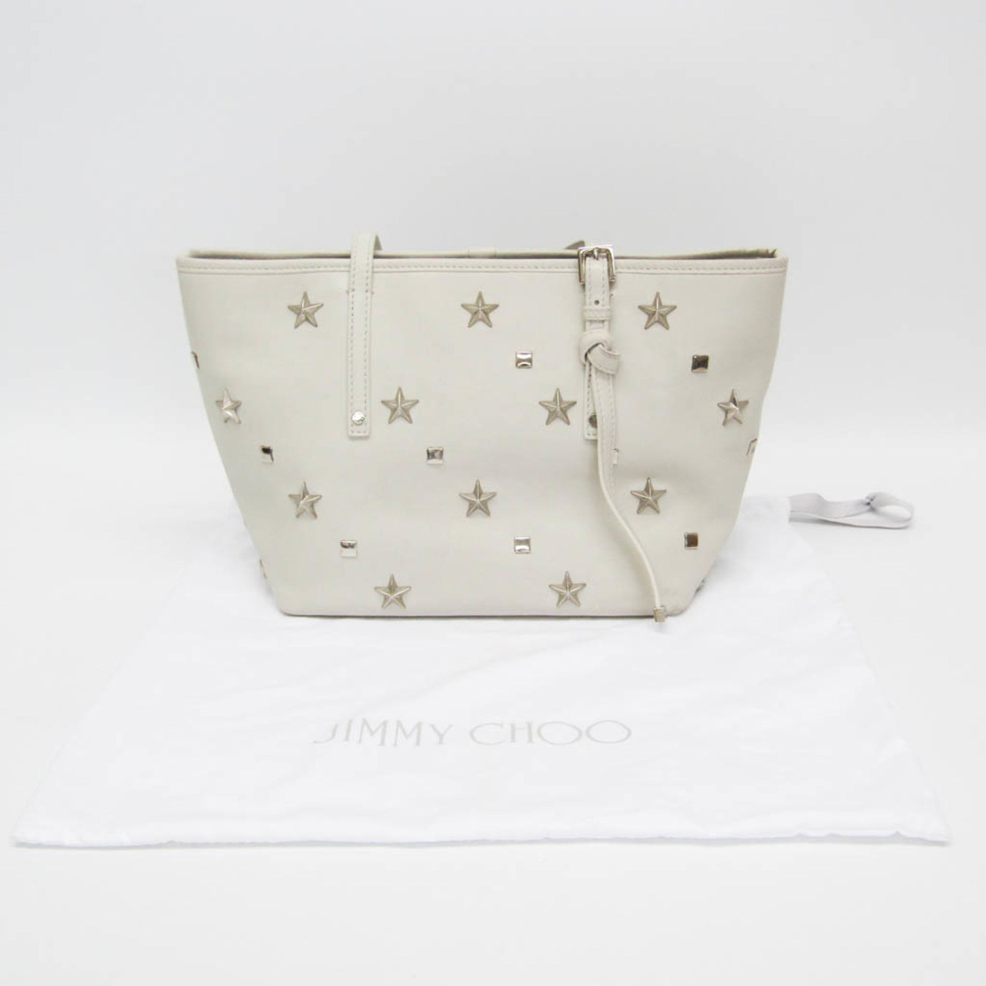 Jimmy Choo SASHA/M Women's Leather Studded Tote Bag Off-white