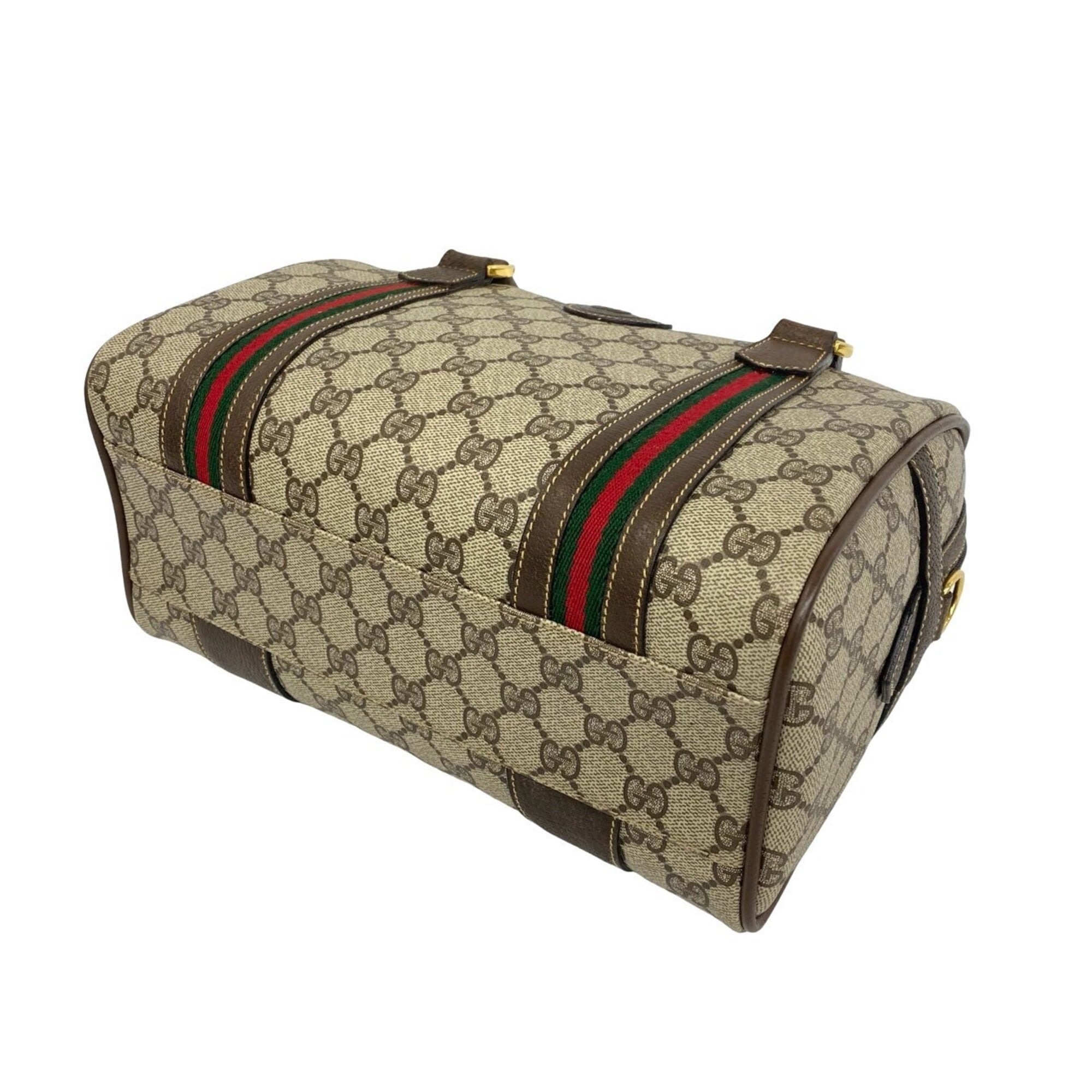 GUCCI Vintage Sherry Line GG Logo Leather 2-Way Handbag/Shoulder Bag, Brown, 37655 — Like New