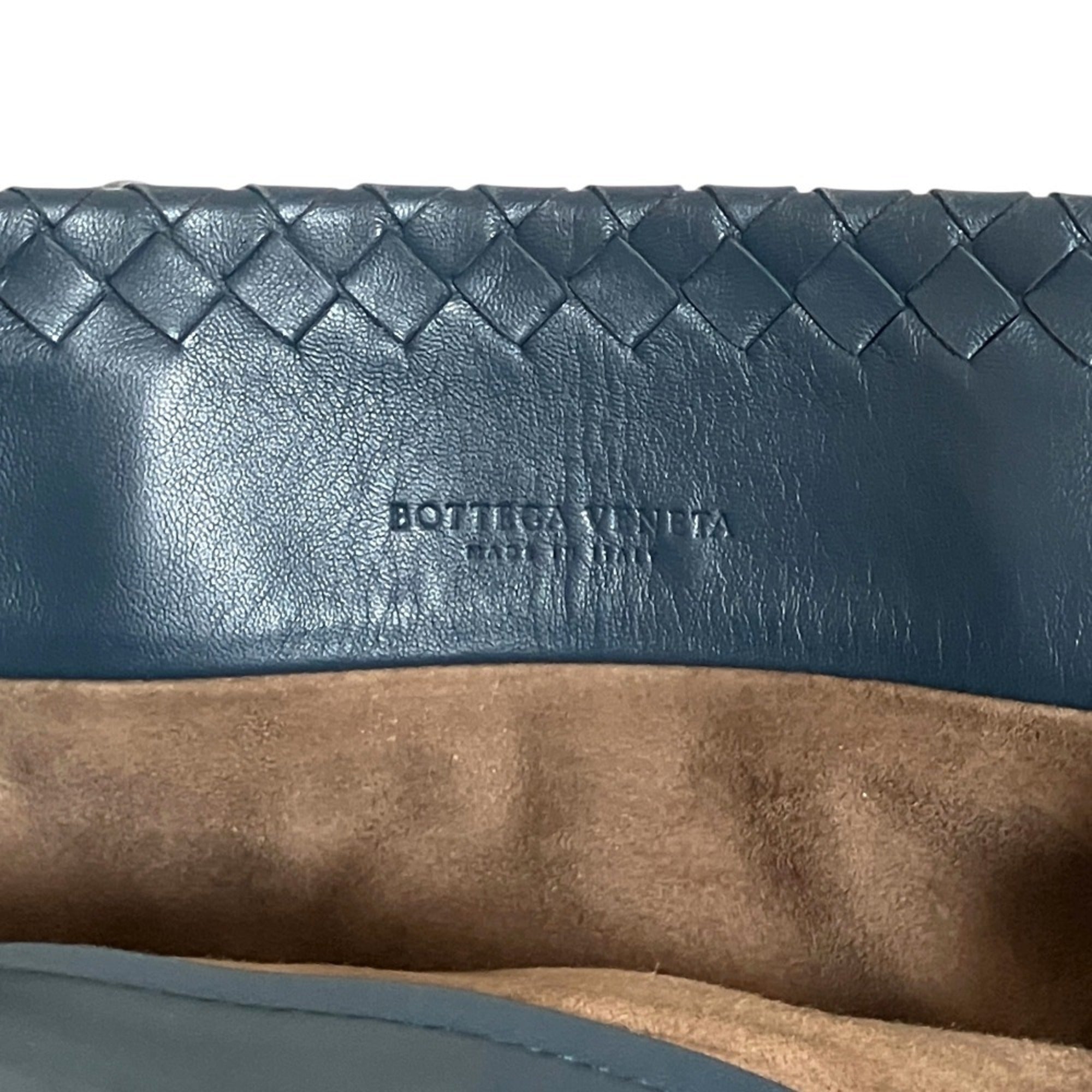 BOTTEGA VENETA Mini Cesta Intrecciato Leather Tote Bag, Navy, Women's — Like New