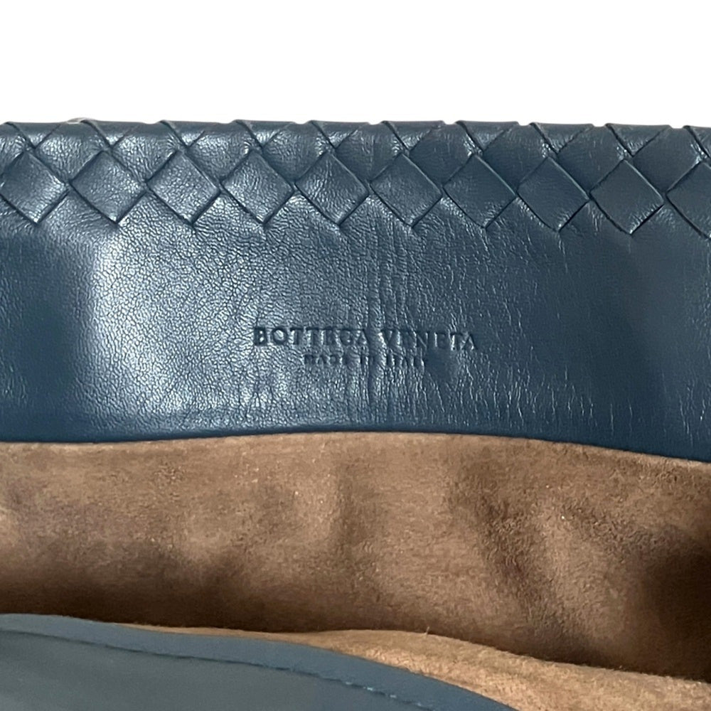 BOTTEGA VENETA Mini Cesta Intrecciato Leather Tote Bag, Navy, Women's — Like New