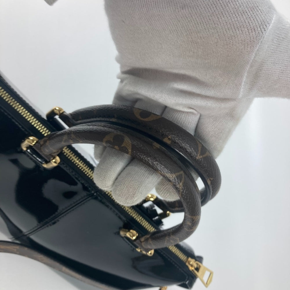 LOUIS VUITTON M54626 Vernis Tote Miroir 2-Way Bag, Shoulder Handbag, Patent Leather/Monogram Canvas, Women's, Noir Black — Like New
