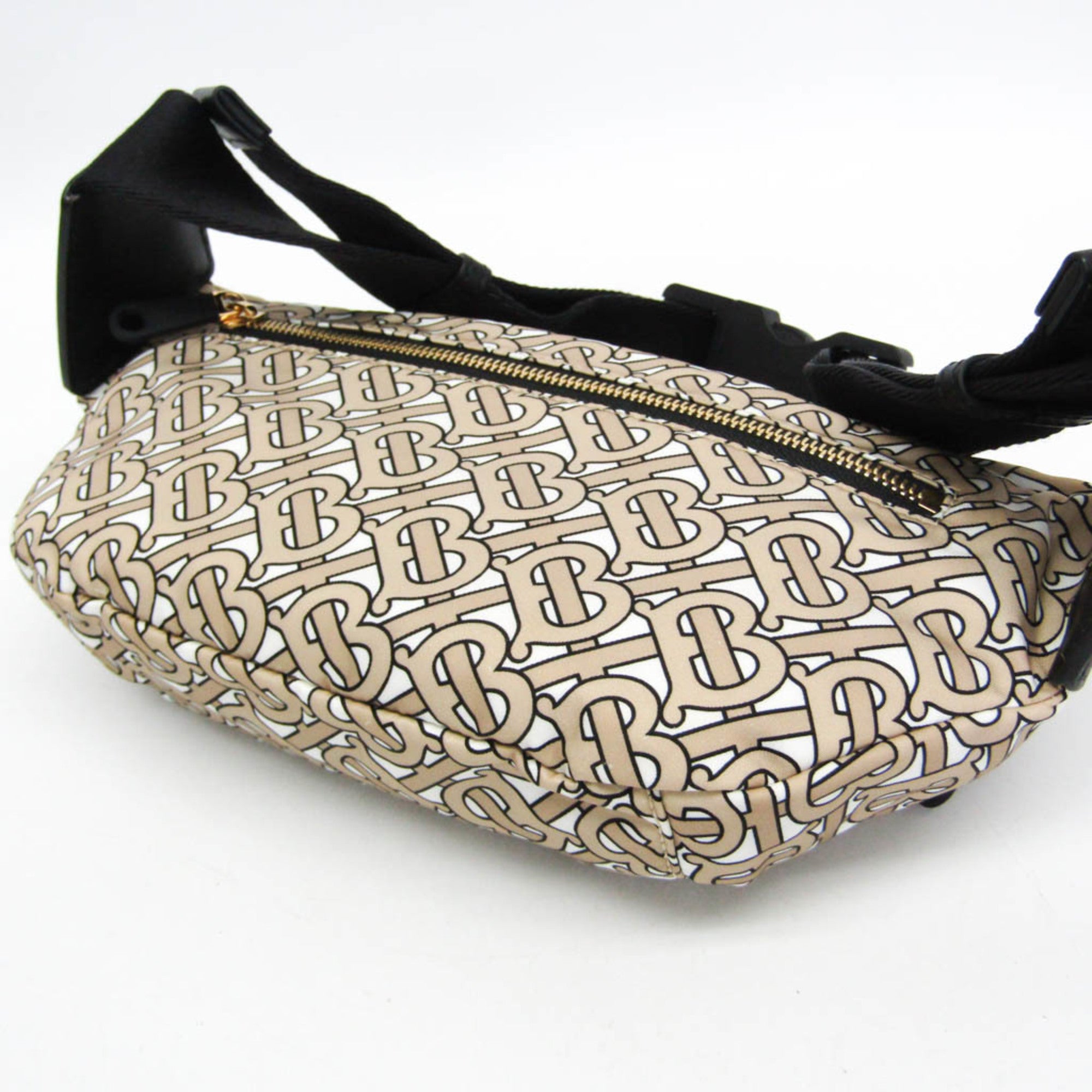 Burberry TB Monogram 8011616 Men,Women Nylon,Leather Fanny Pack,Sling Bag Beige,Black — Like New
