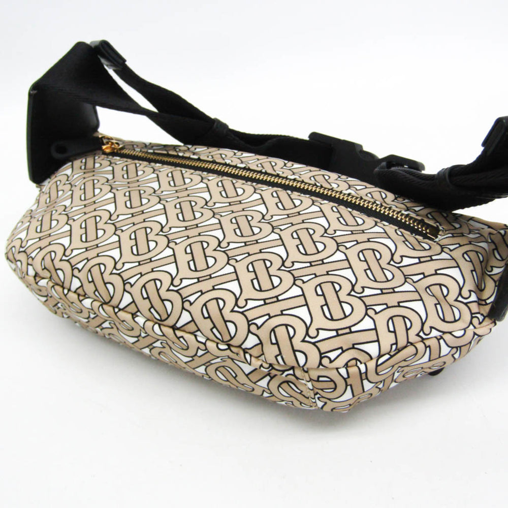 Burberry TB Monogram 8011616 Men,Women Nylon,Leather Fanny Pack,Sling Bag Beige,Black — Like New
