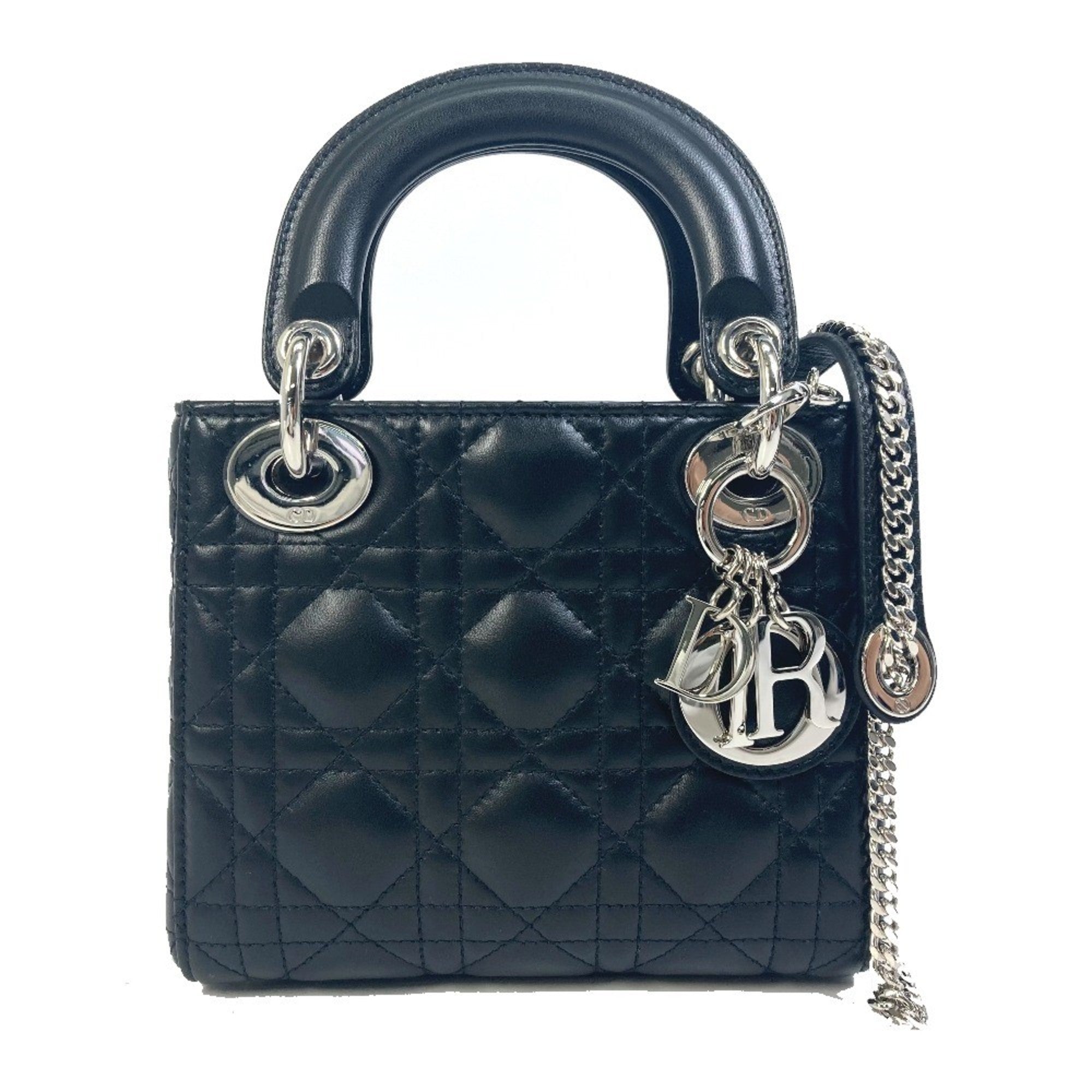 Christian Dior Dior Lady Cannage Shoulder Bag Leather Women's Black — New - Store Return