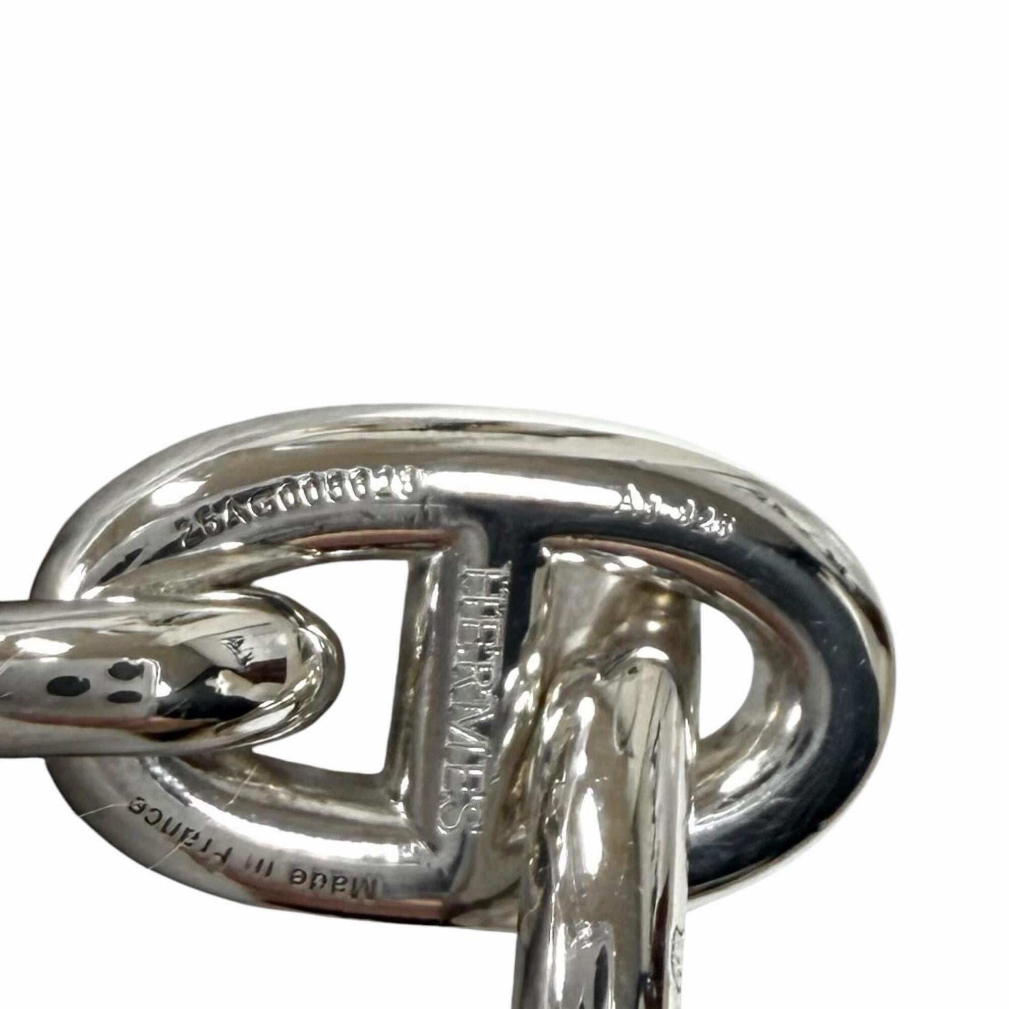 HERMES Chaine d'Ancre MM 925 Bracelet, 14 links, Silver, with Case, Made in France, Weight: 53.2g, Women's — Like New