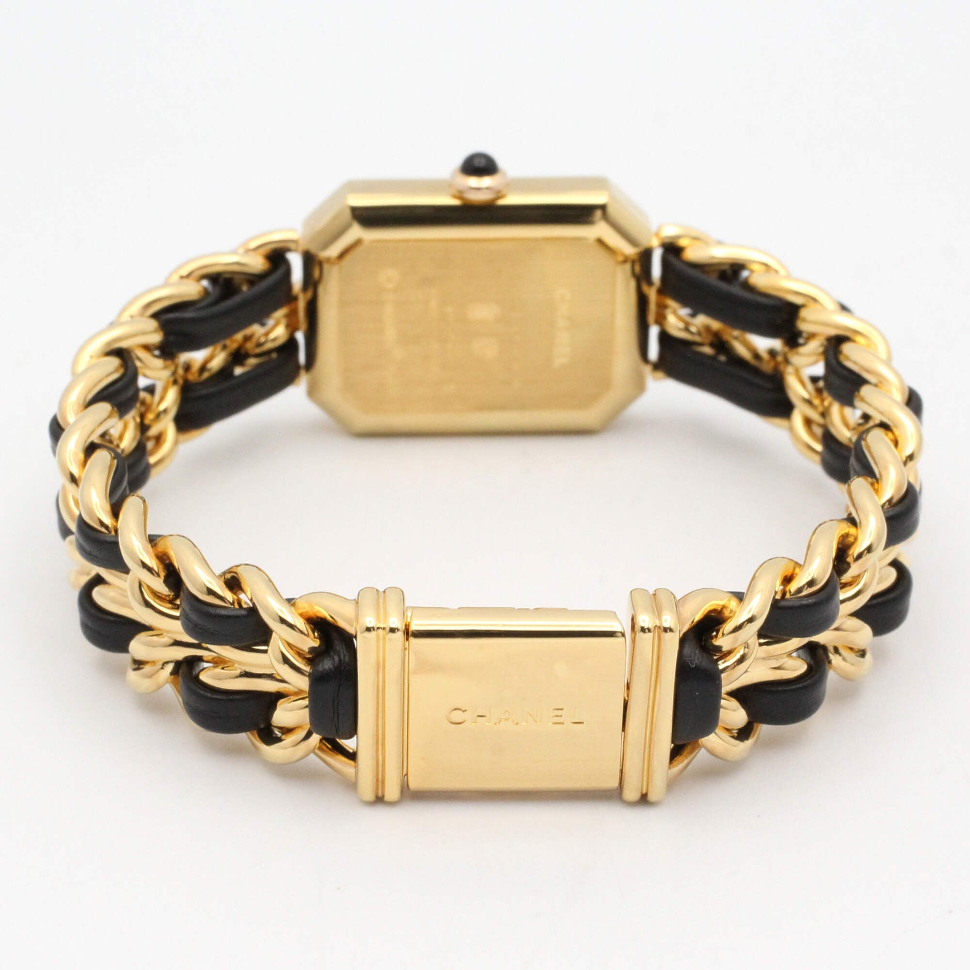 Chanel CHANEL Première M Wristwatch, Gold Plated (GP), Leather Strap, Women's, Black, H0001 — Very Good