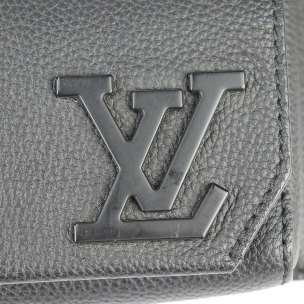 LOUIS VUITTON Louis Vuitton Take Off Sling Body Bag M57081 Grained Leather Noir Black LV Waist — Like New