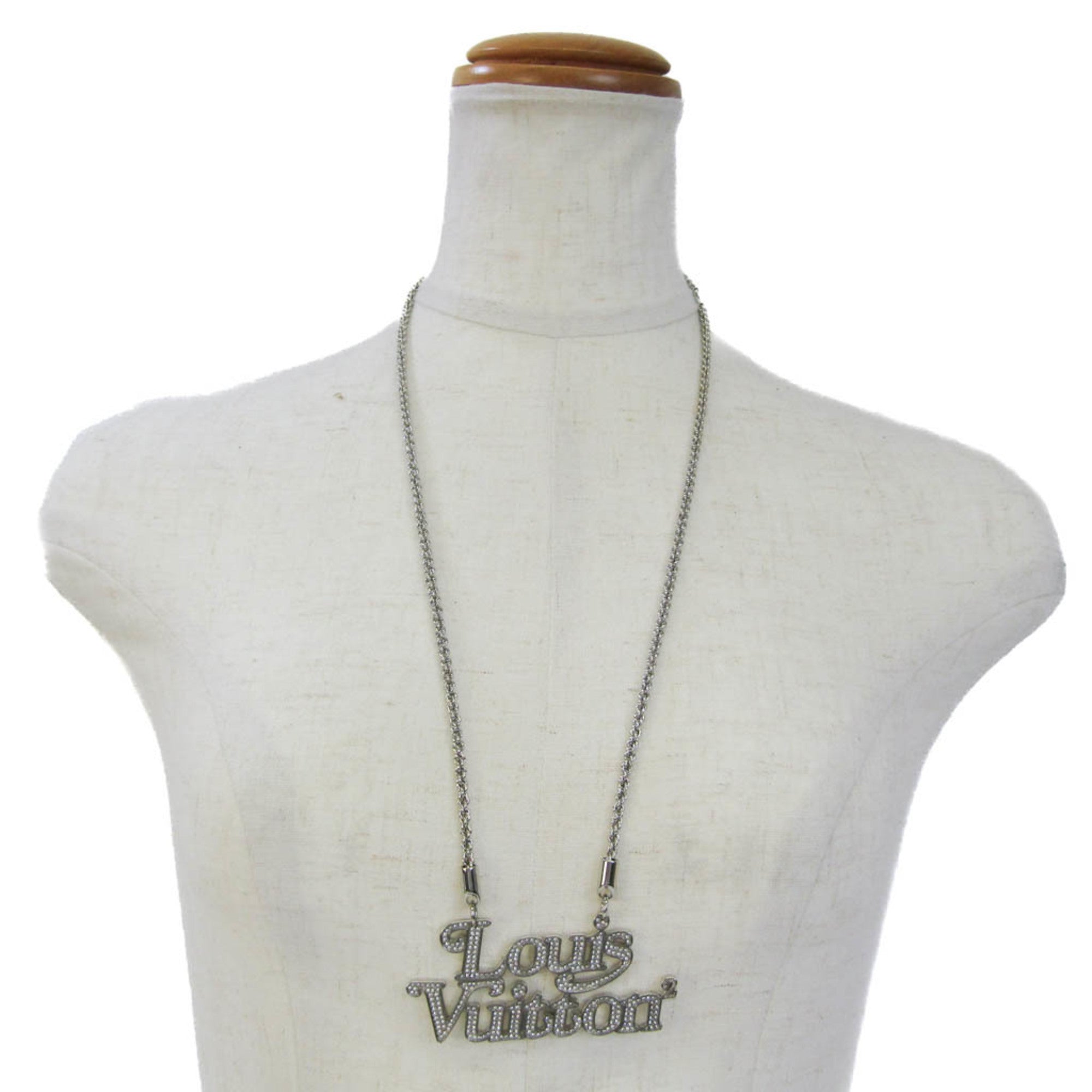 Louis Vuitton Colliersquard LV Strass MP2691 Metal,Rhinestone Men,Women Pendant Necklace (Silver) — New - Store Return