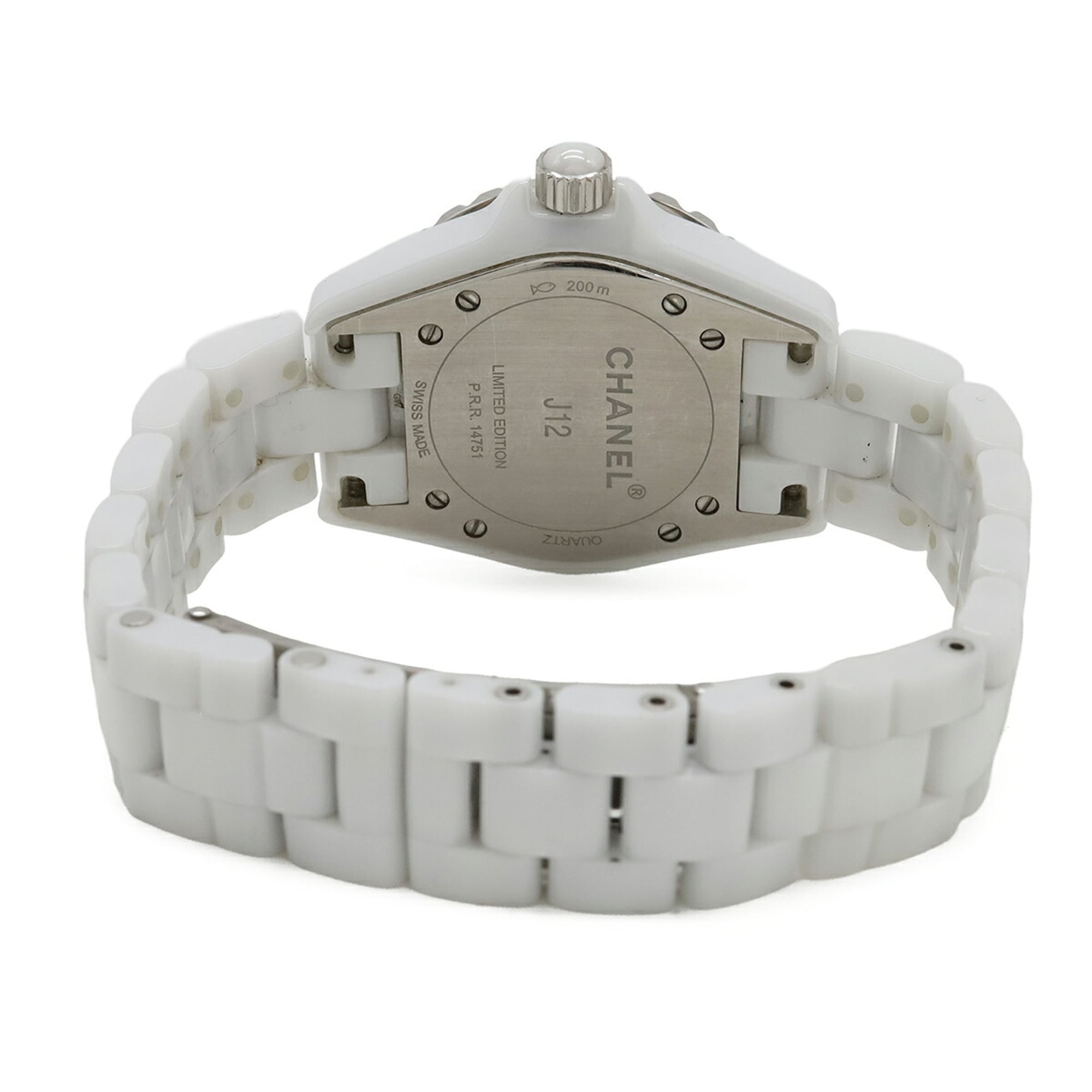 CHANEL J12 Blue Light Limited Edition (2000 pieces) White Ceramic Dial Date Ladies Quartz Watch H3826 — Very Good