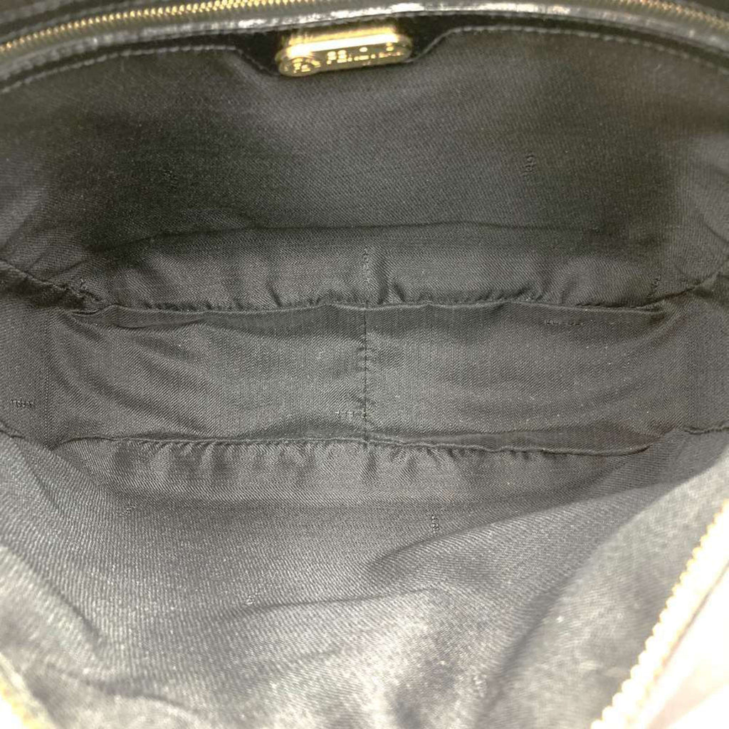 FENDI 06 11 15328 982 Shoulder Bag FF Nylon Leather Black Women's
