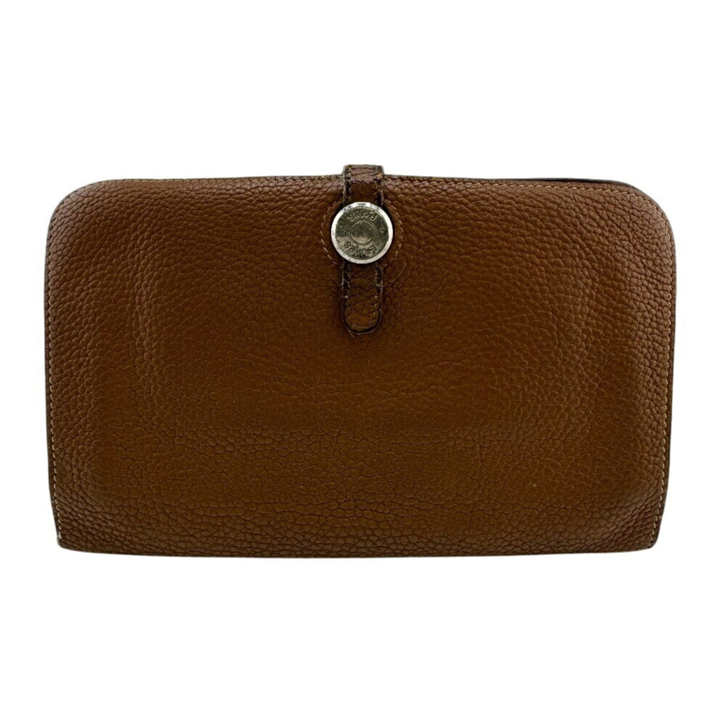 HERMES Dogon GM long wallet, brown, women's