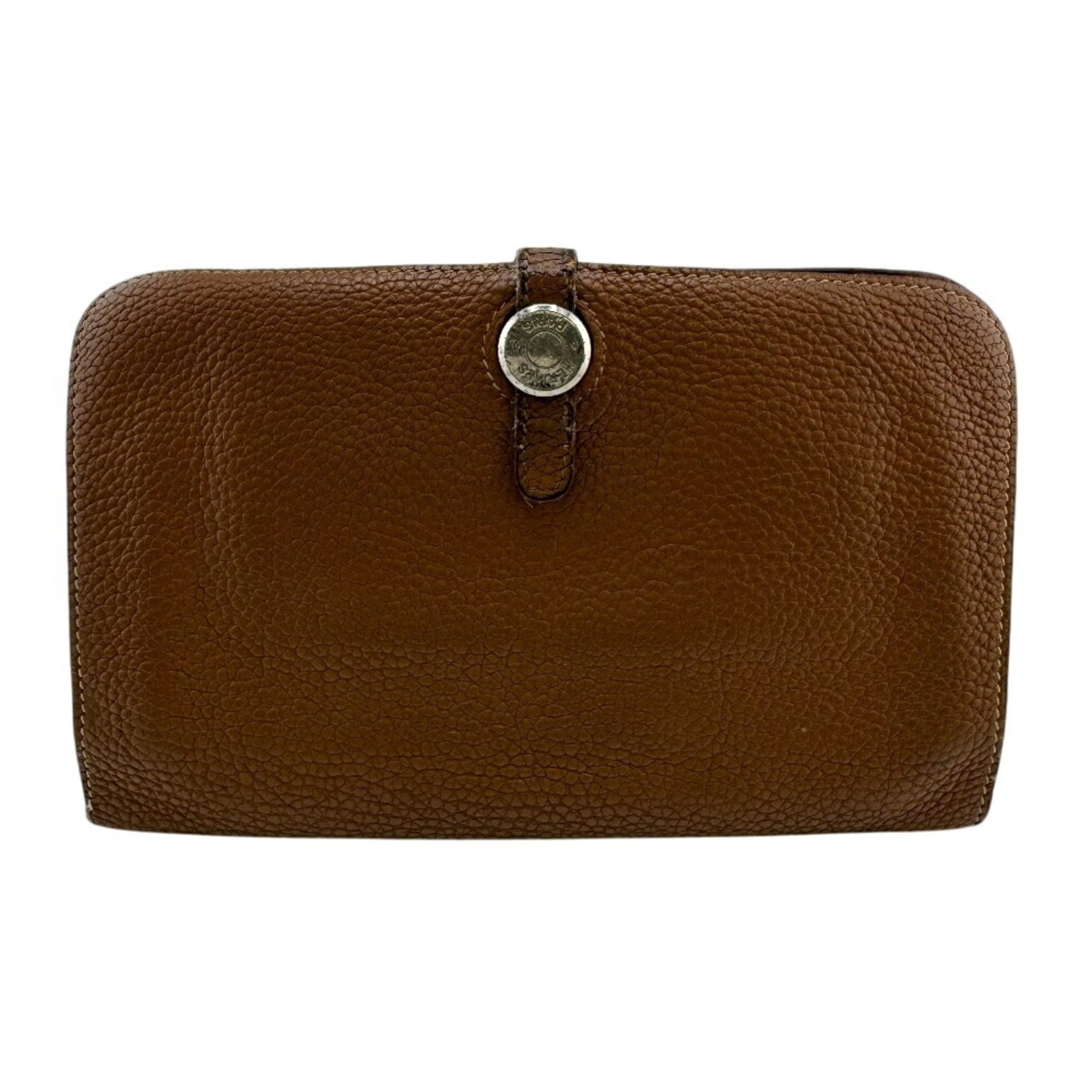 HERMES Dogon GM long wallet, brown, women's