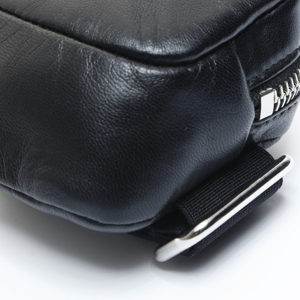 Prada Mini Leather Triangle Logo Charm Pouch in Black