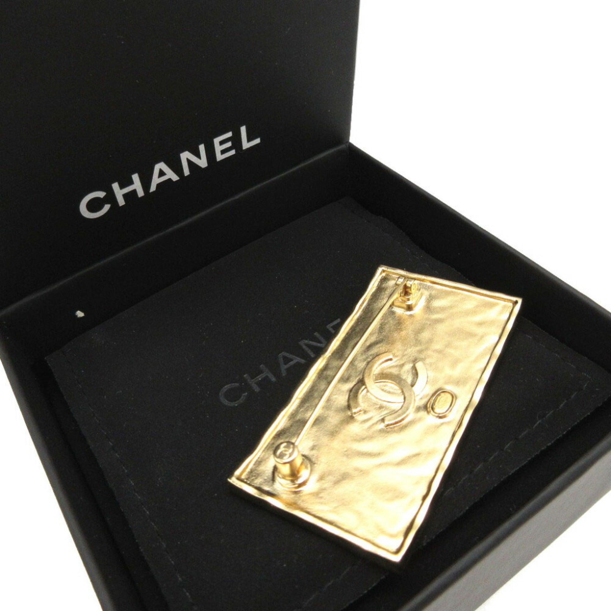 Chanel A23S Leather Metal Black Gold Brooch 0383CHANEL — Like New