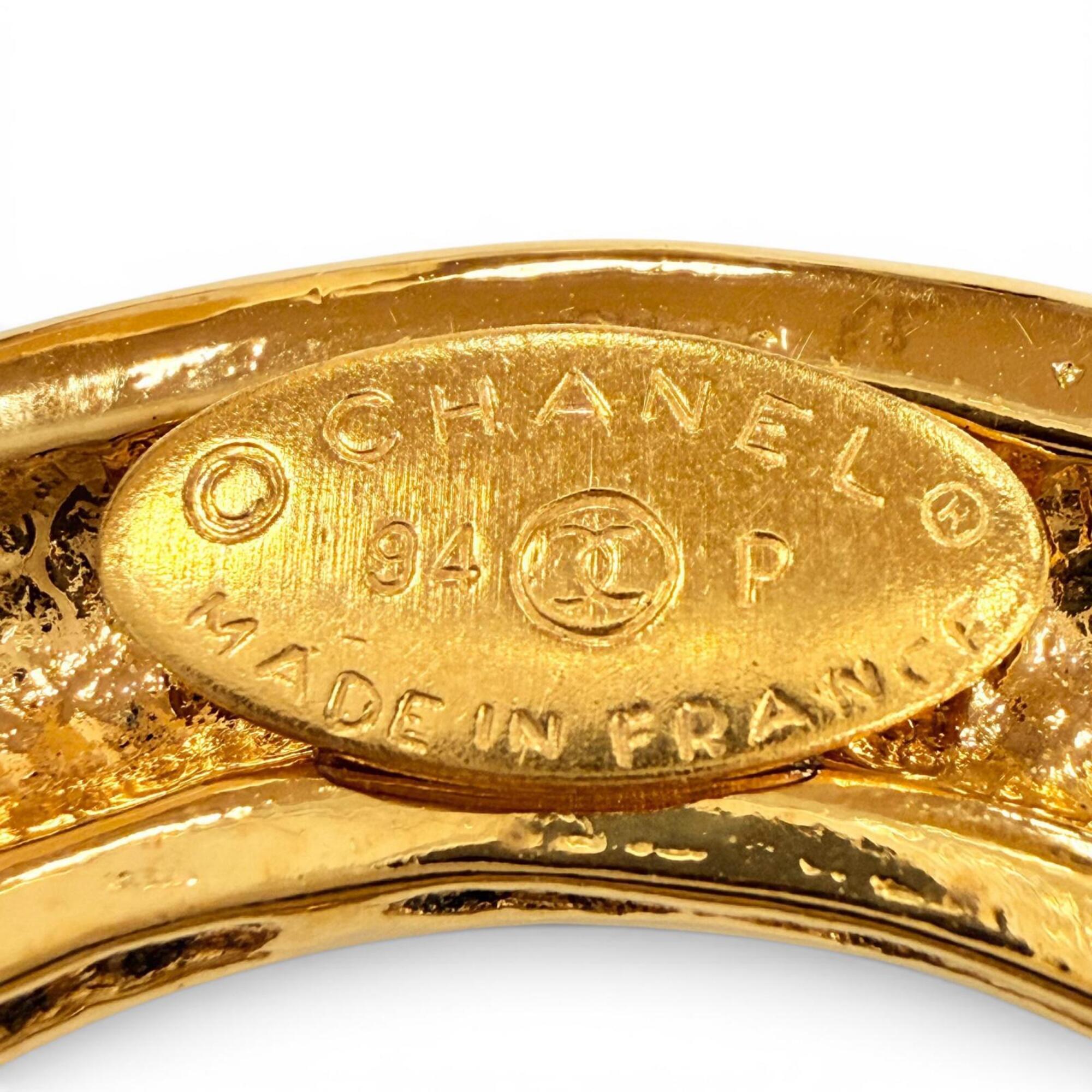 CHANEL Vintage 94P Five-Coco Mark Circle Swing Brooch, Gold, Made in France, Women's, with Box — Like New