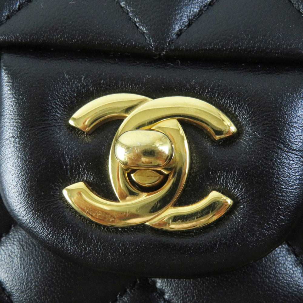 CHANEL A01112 Matelassé 25 Lambskin Shoulder Bag, Random Serial Number, Double Flap, Chain, Black with Gold Hardware, Comes Box and Dust Made in France, Women's — Like New