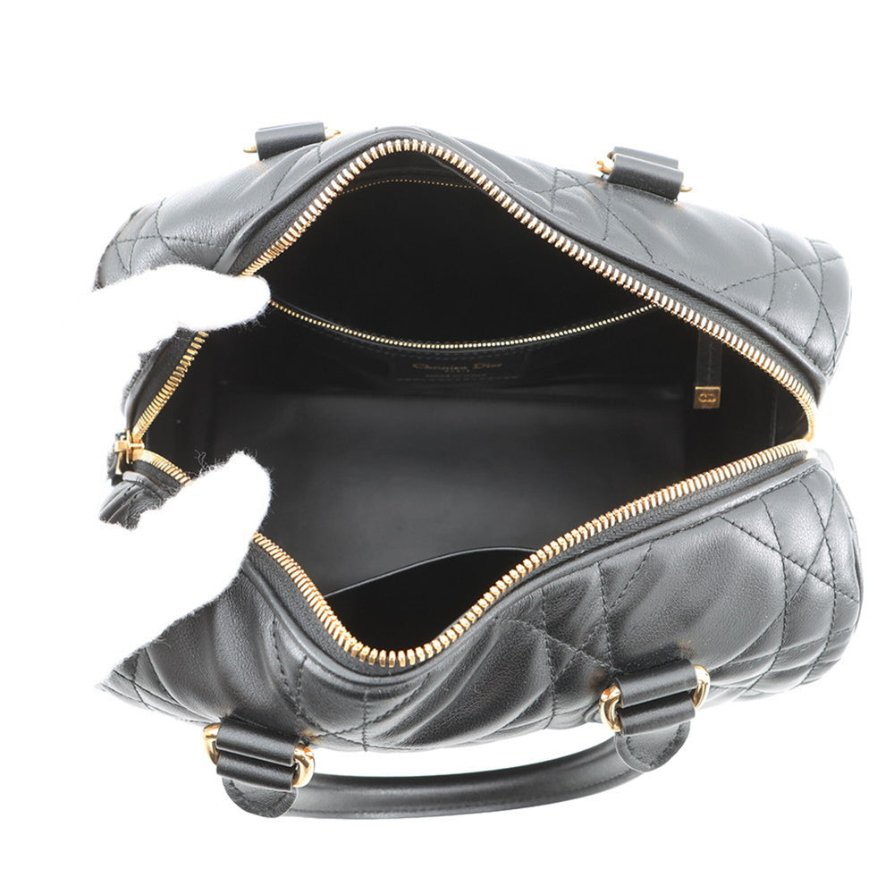 Christian Dior Macro Cannage Groove 25 Medium Calf Leather Handbag M1365UBOL 2-way Black for Women — Like New