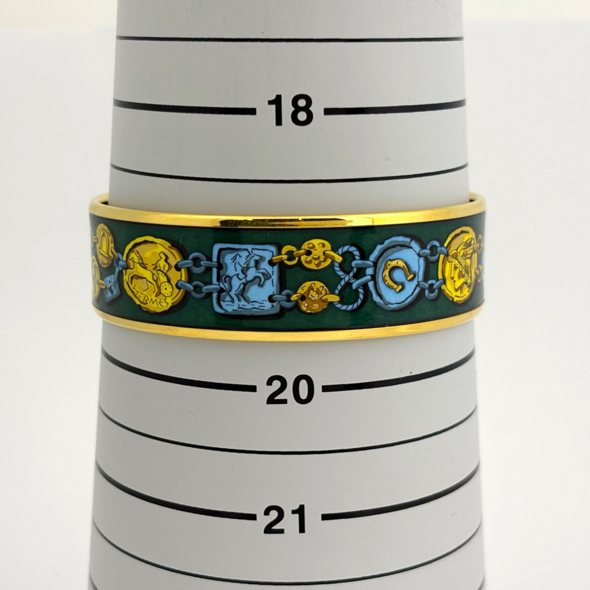 Hermes GM Enamel Cloisonne Bracelet in GP Gold and Green for Women