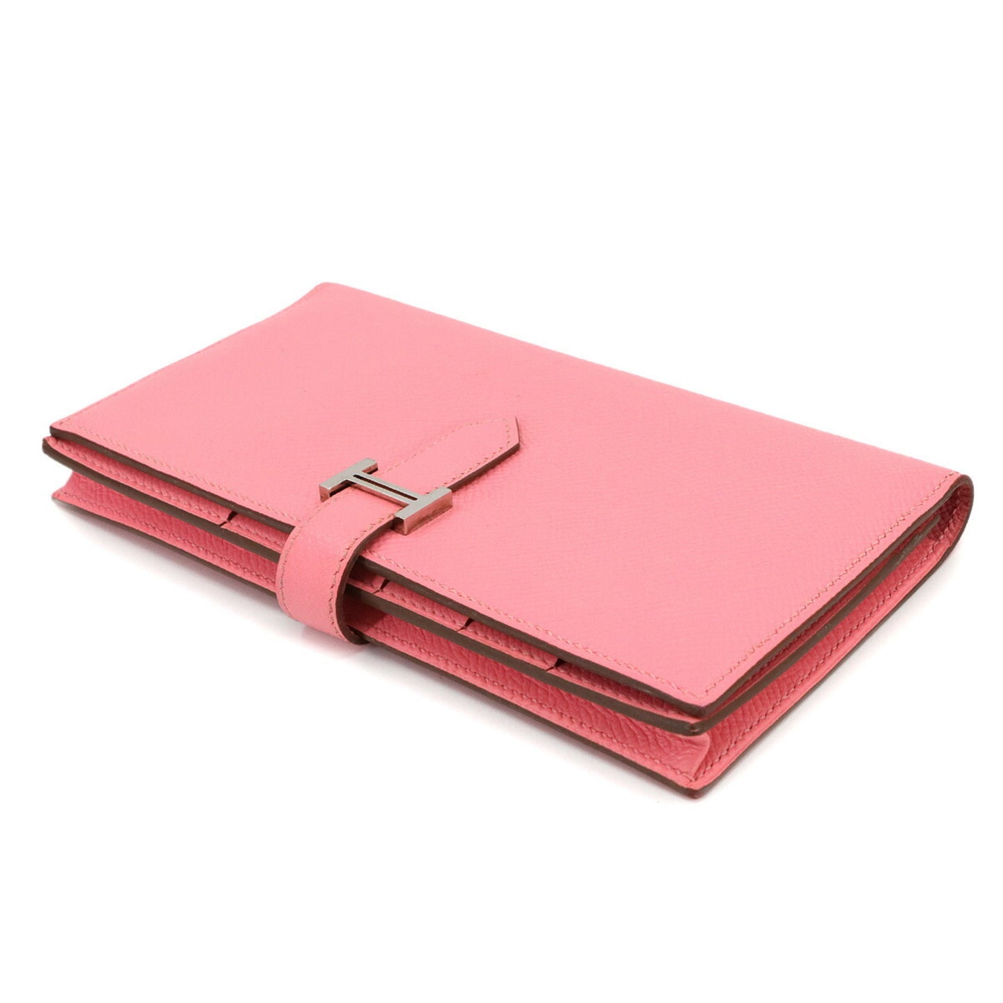 Hermes Hermès Bearn Soufflet Bifold Long Wallet, Epson Rose Confetti, T Stamp, Silver Hardware