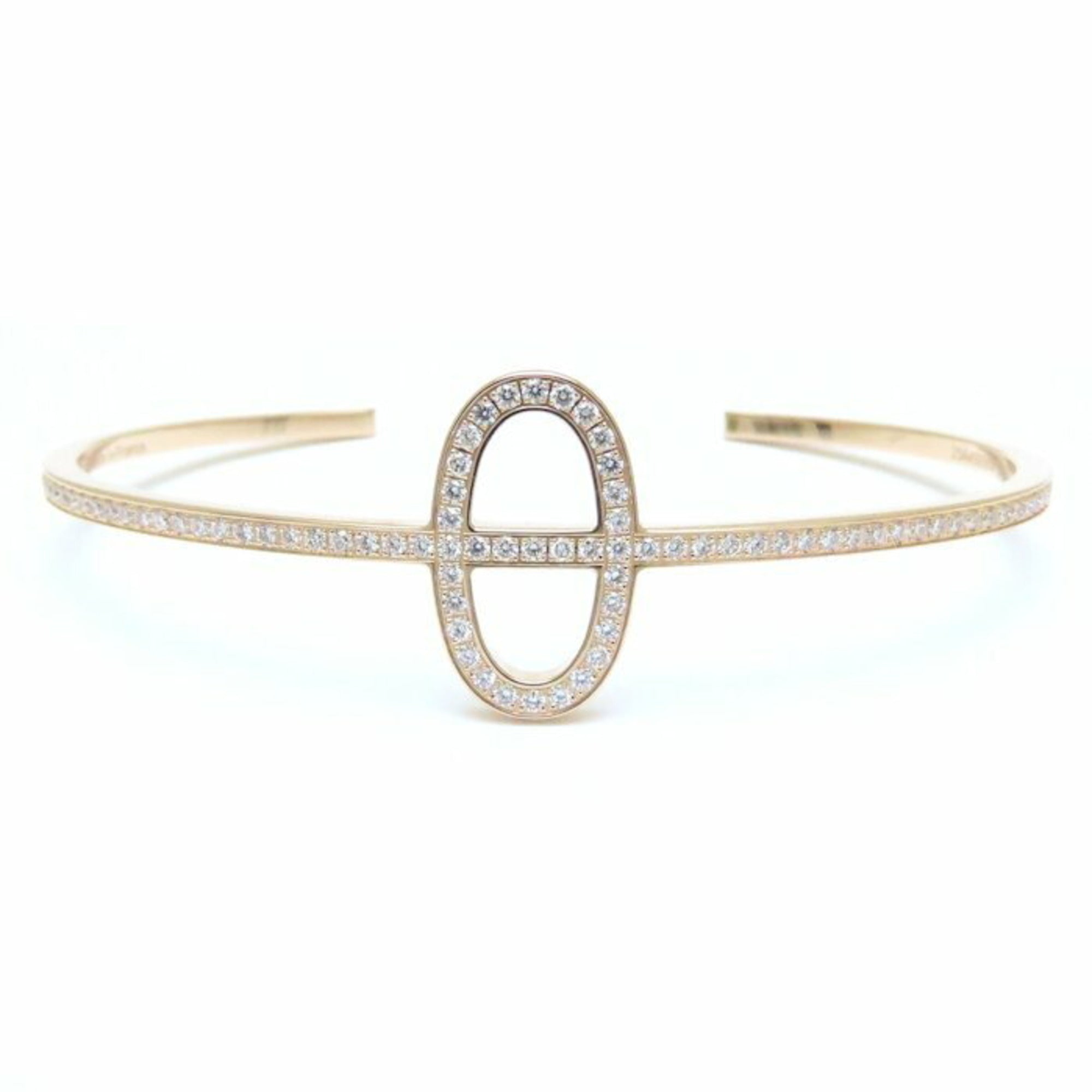 HERMES Chaine d'Ancre Contour Bangle with 0.84ct Diamonds in 18KPG, Women's, 294639 — Like New