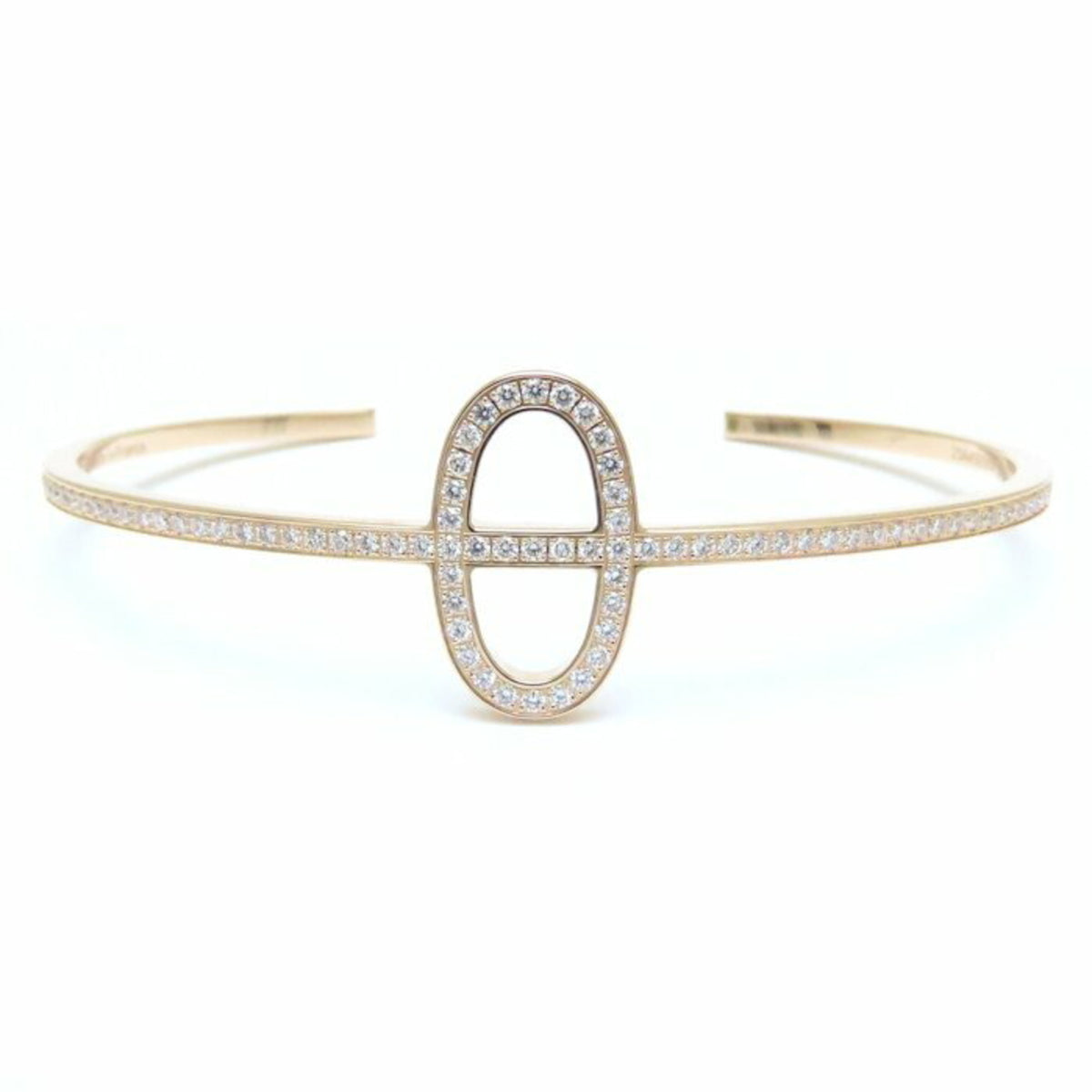 HERMES Chaine d'Ancre Contour Bangle with 0.84ct Diamonds in 18KPG, Women's, 294639 — Like New