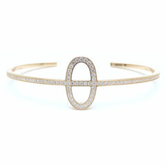 HERMES Chaine d'Ancre Contour Bangle with 0.84ct Diamonds in 18KPG, Women's, 294639 — Like New