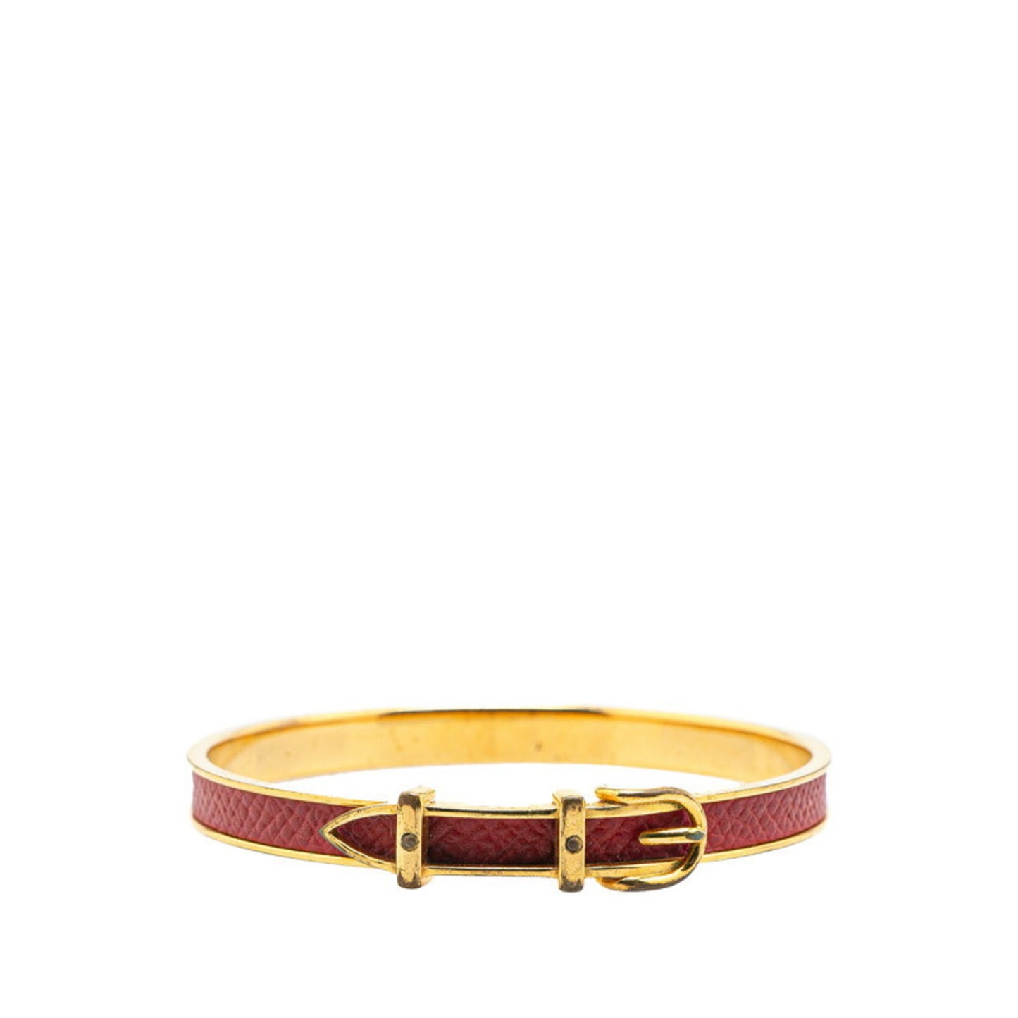 Hermes Belt Motif Bangle Gold Red Plated Women's HERMES