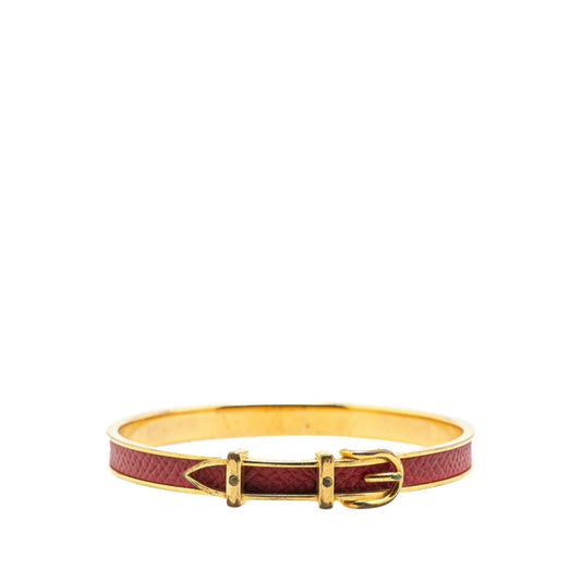 Hermes Belt Motif Bangle Gold Red Plated Women's HERMES