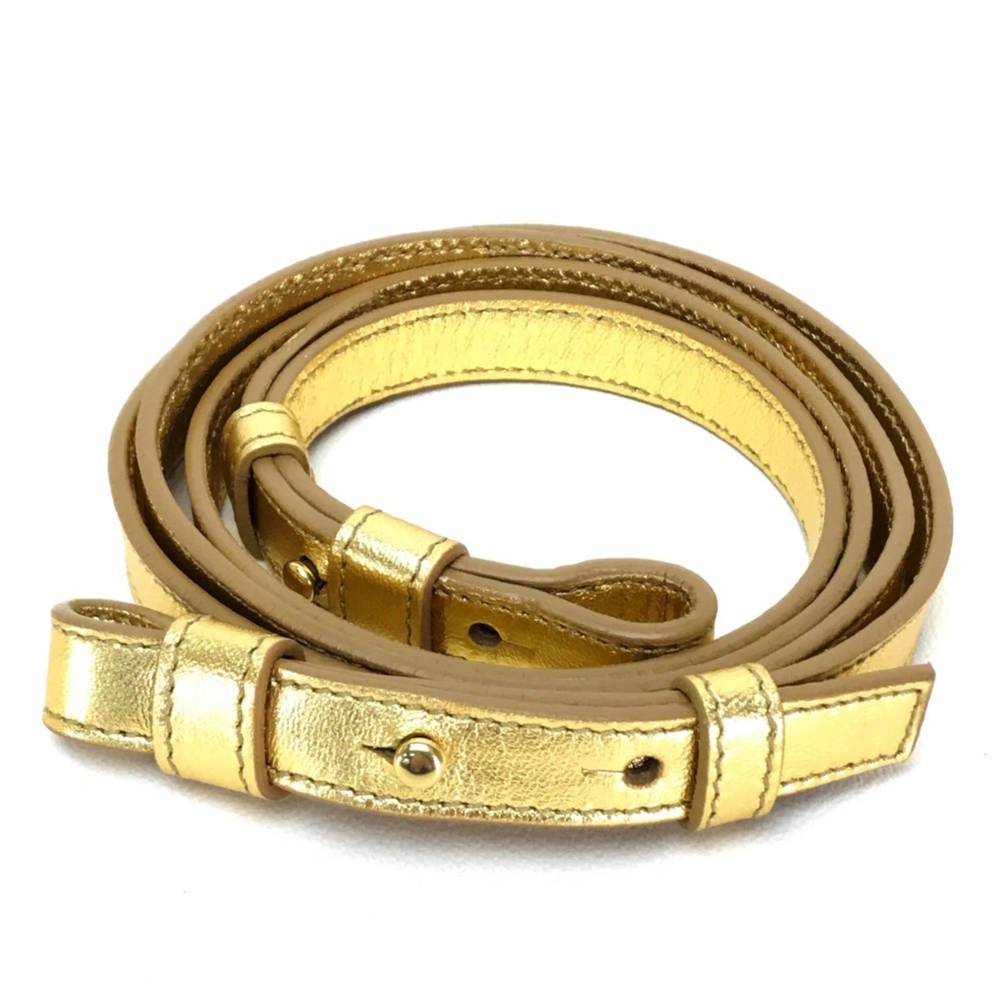 SAINT LAURENT Saint Laurent Paris Baby Duffle Handbag Shoulder Bag Leather Women's Gold — Like New
