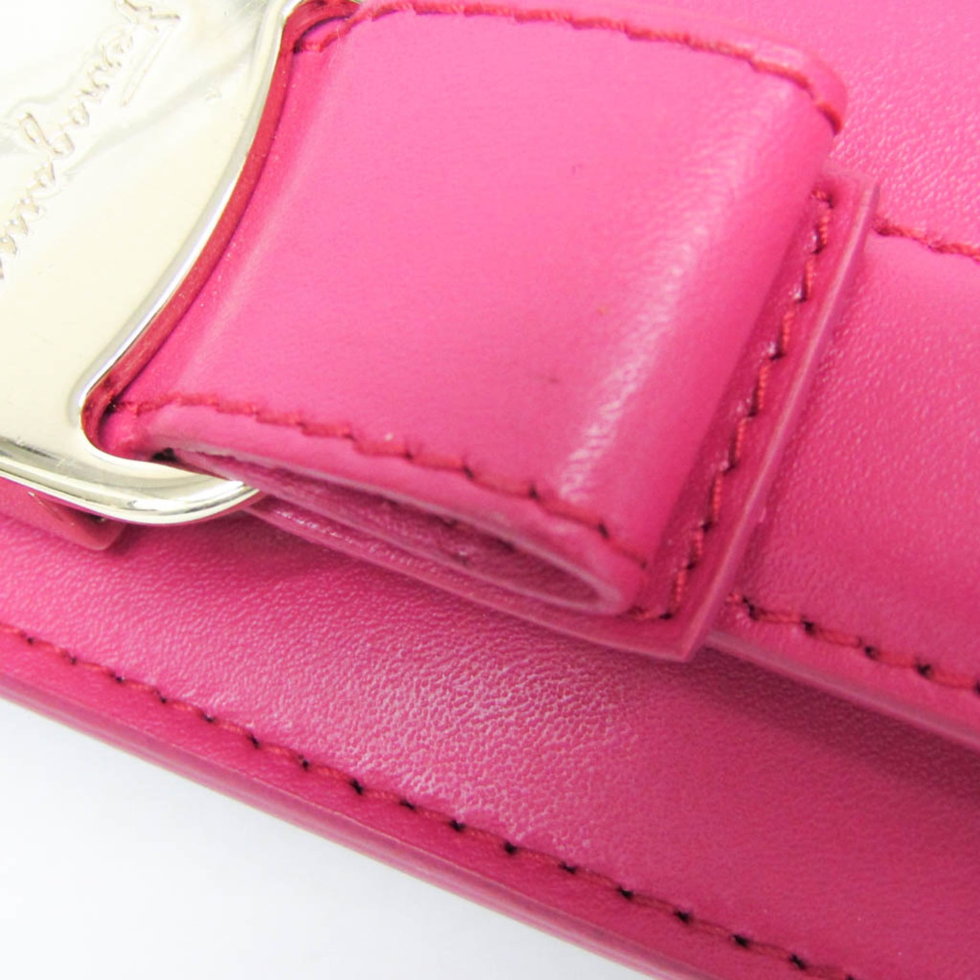 Salvatore Ferragamo Vara Ribbon New Bianco FZ-21 G 877 Women's Leather Shoulder Bag Pink