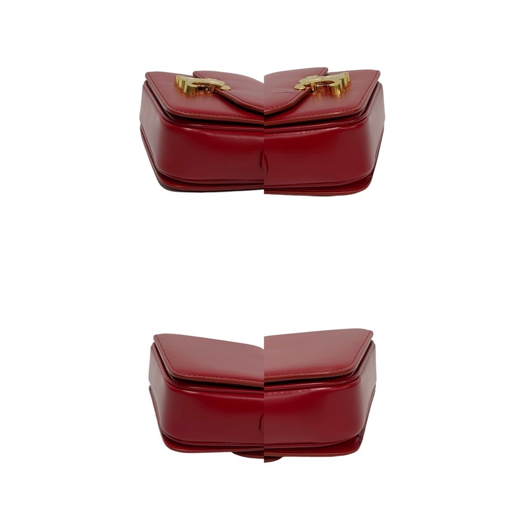 Unused, stored Celine Teen Triomphe logo hardware leather mini shoulder bag/pouch in red (23190) — Like New