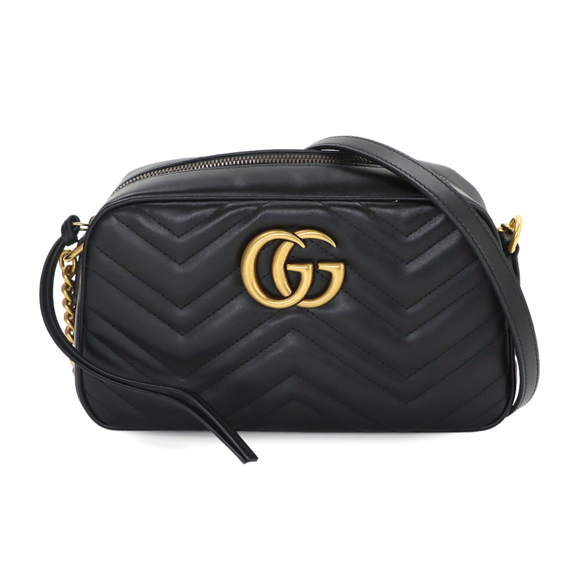 Gucci GG Marmont Chain Shoulder Handbag, Leather, Black, 447632 Bag — New - Store Return