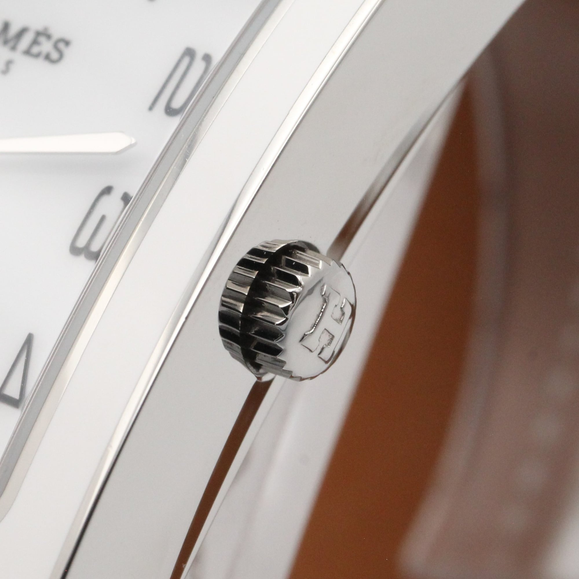 Hermes H-Watch Double Tour Wristwatch, Stainless Steel, Leather Strap, Women's, White (HH1.520) — Very Good