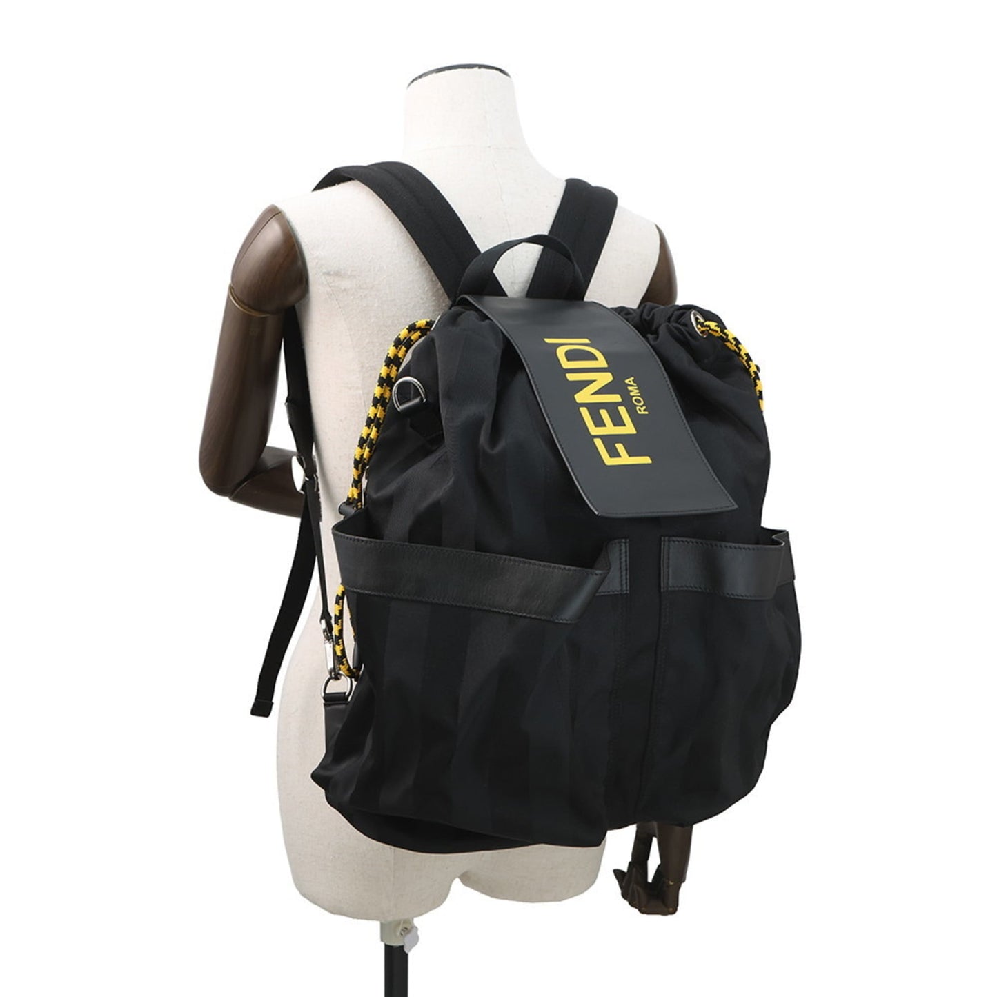 Fendi Strike Pecan Backpack, Large, 7VZ056, Black, 2-way