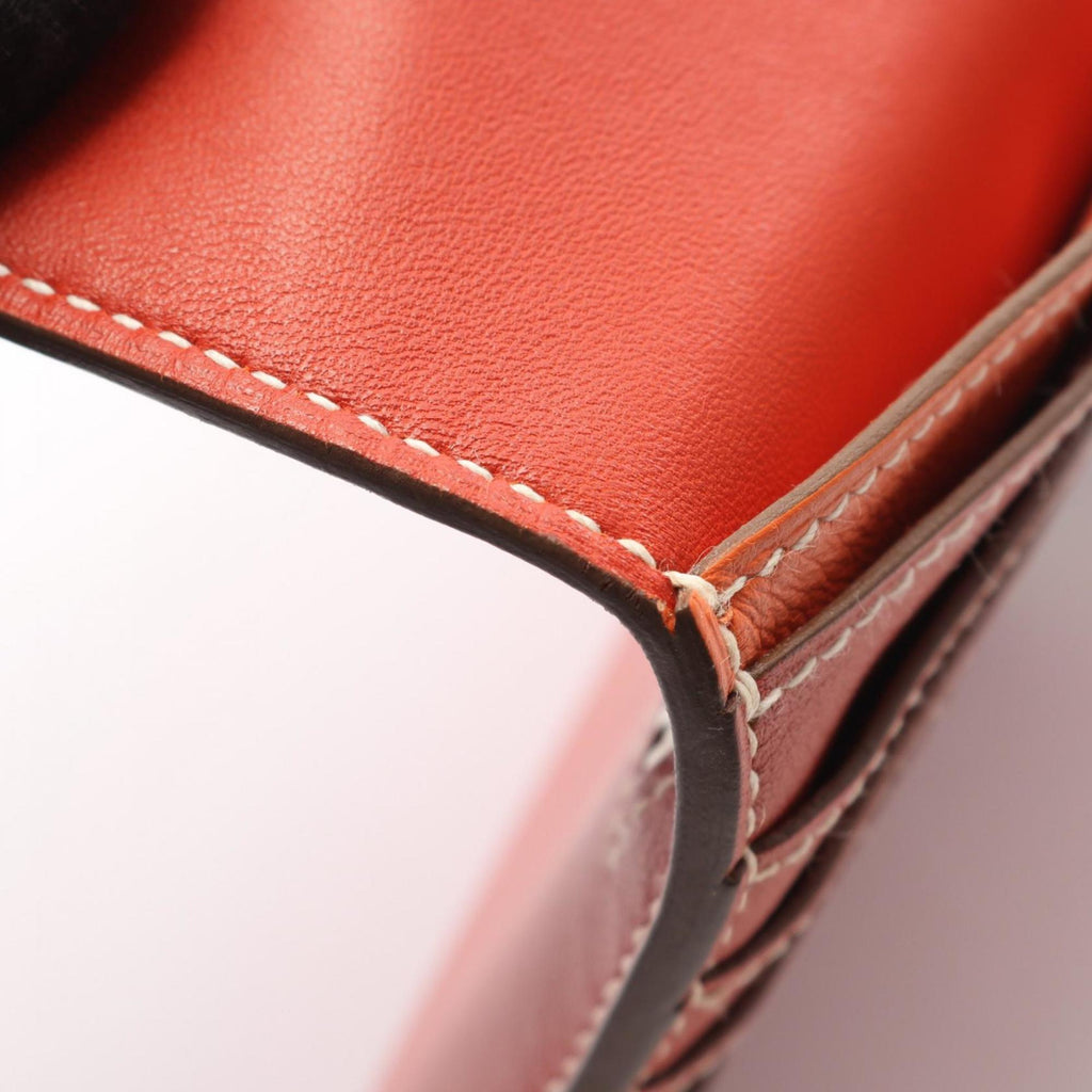 Hermes Hermès Dogon Long Bifold Wallet, Leather, Swift Women's, Red, Orange, Crevette