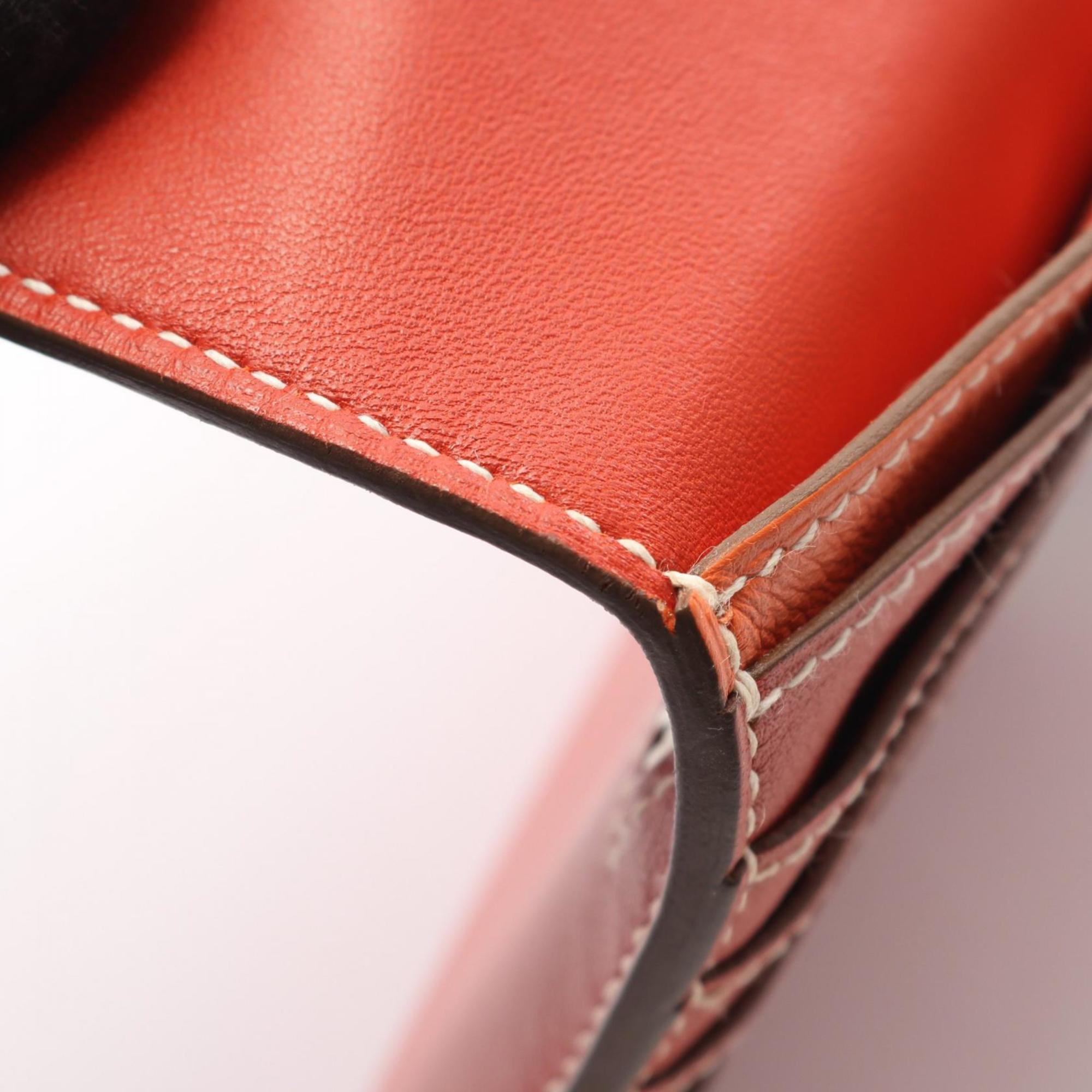 Hermes Hermès Dogon Long Bifold Wallet, Leather, Swift Women's, Red, Orange, Crevette